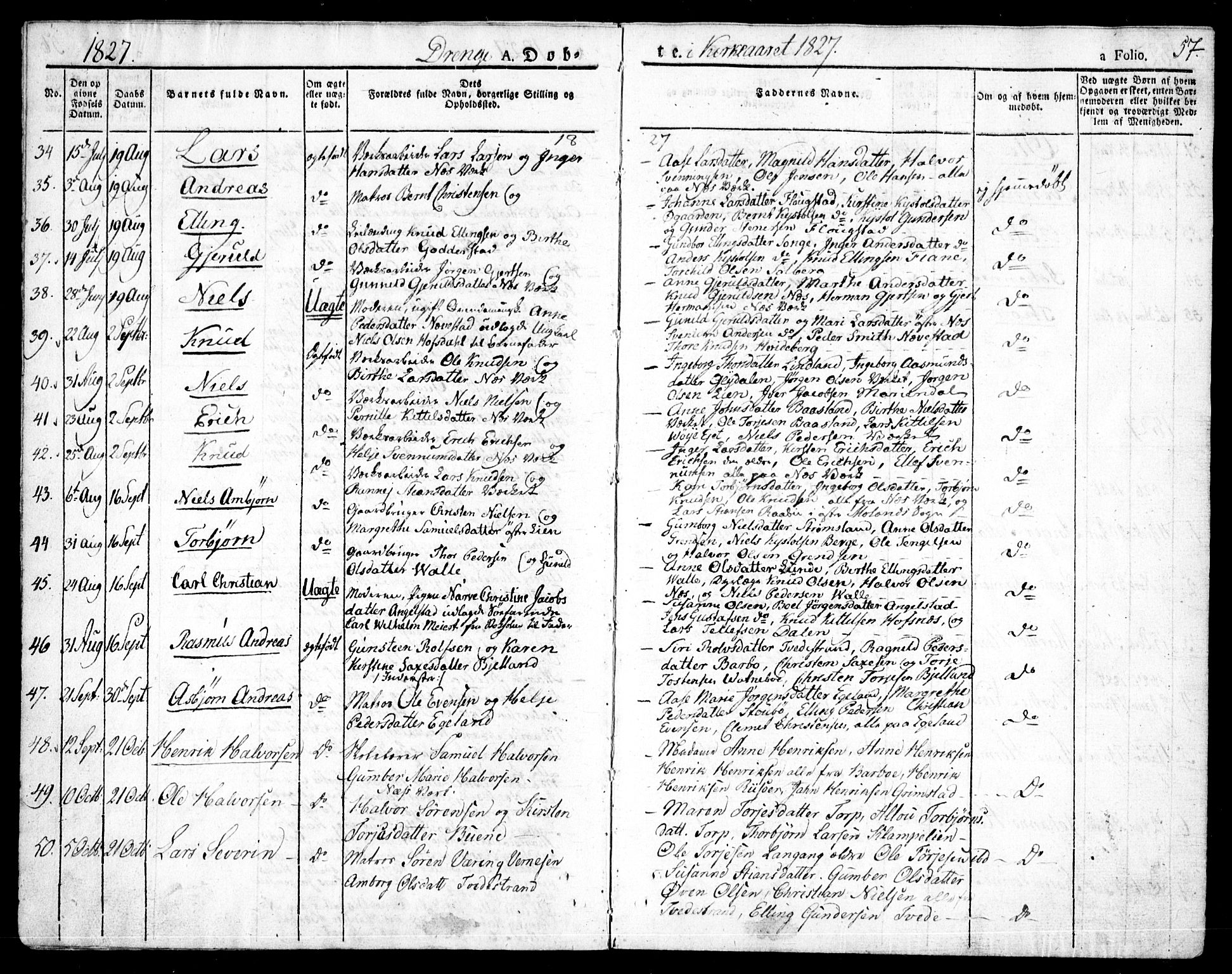 Holt sokneprestkontor, AV/SAK-1111-0021/F/Fa/L0006: Ministerialbok nr. A 6, 1820-1835, s. 57