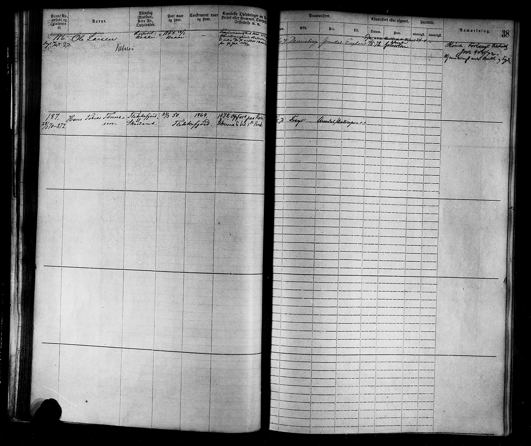 Flekkefjord mønstringskrets, AV/SAK-2031-0018/F/Fa/L0002: Annotasjonsrulle nr 1-1920 med register, N-2, 1870-1891, s. 58