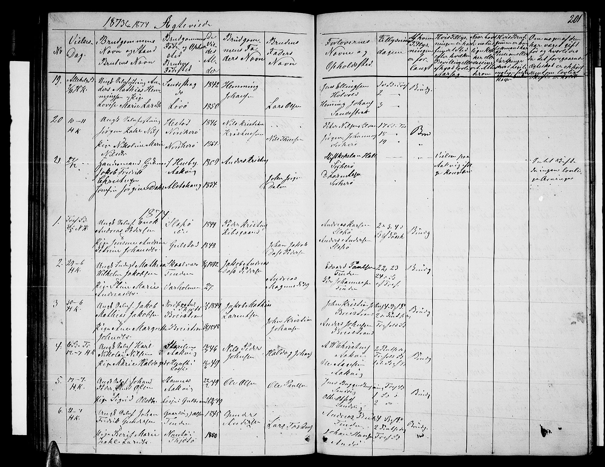 Ministerialprotokoller, klokkerbøker og fødselsregistre - Nordland, AV/SAT-A-1459/834/L0512: Klokkerbok nr. 834C03, 1862-1877, s. 201