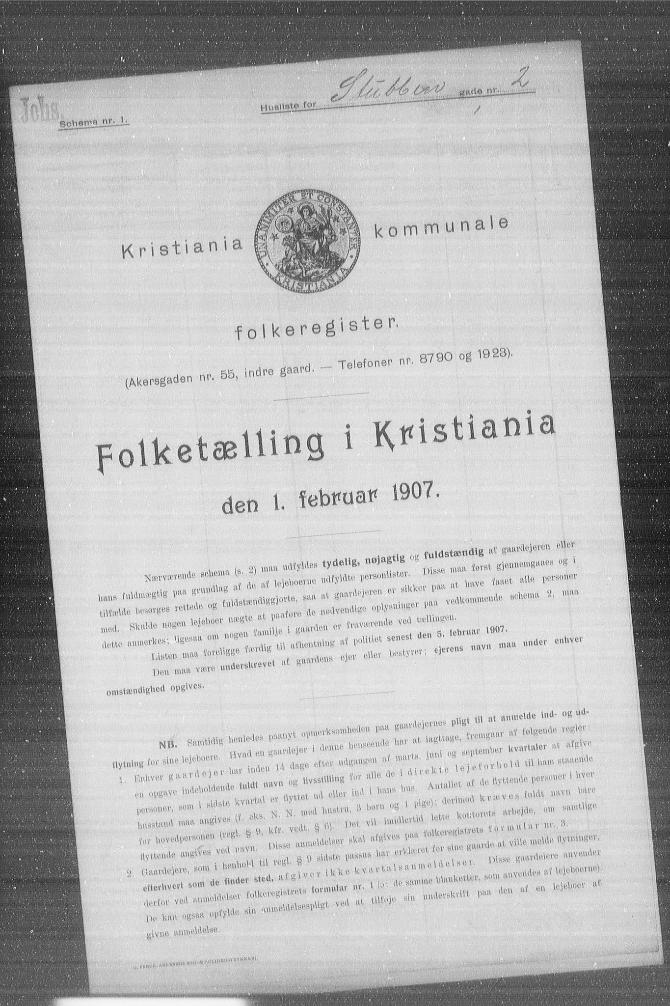 OBA, Kommunal folketelling 1.2.1907 for Kristiania kjøpstad, 1907, s. 53195