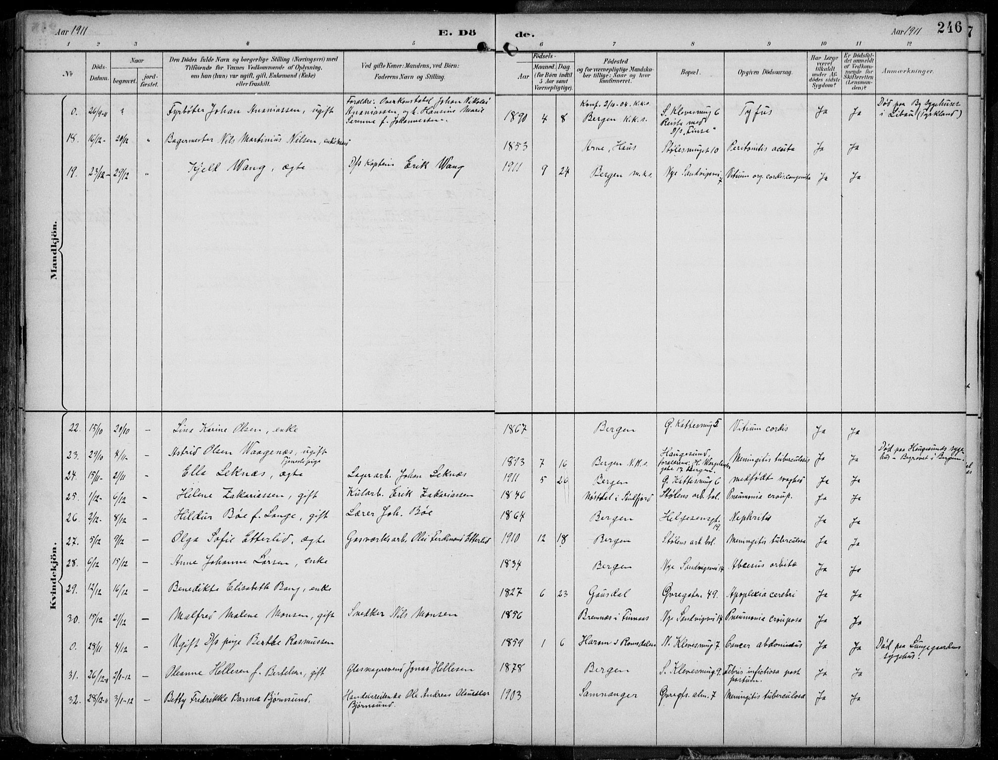 Mariakirken Sokneprestembete, AV/SAB-A-76901/H/Hab/L0005: Klokkerbok nr. A 5, 1893-1913, s. 246