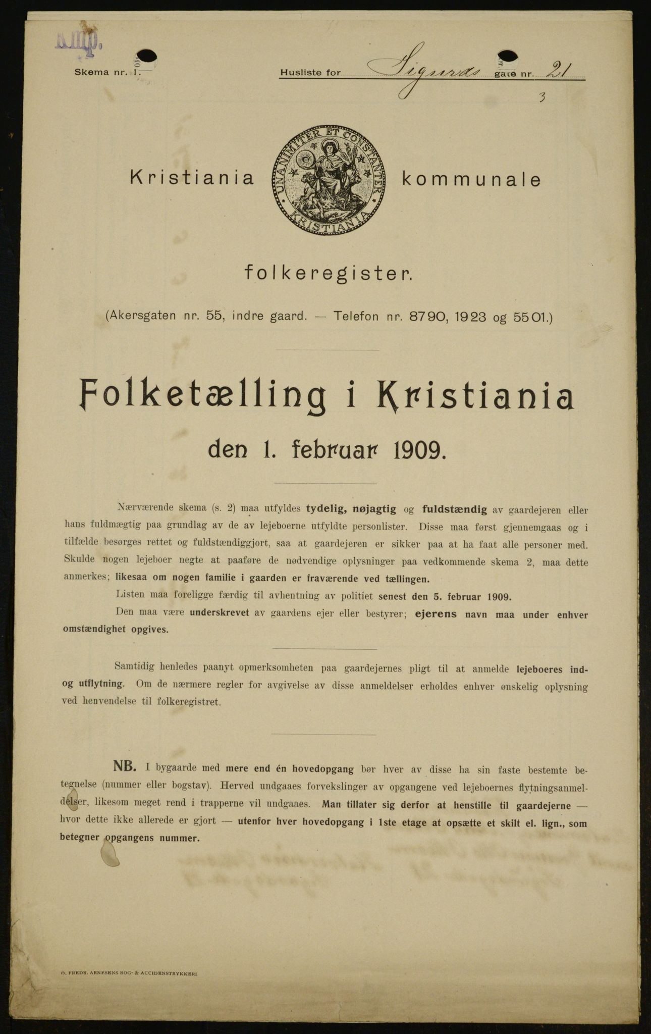 OBA, Kommunal folketelling 1.2.1909 for Kristiania kjøpstad, 1909, s. 86316