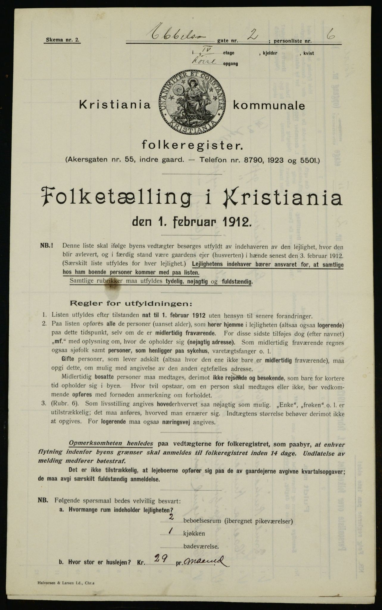OBA, Kommunal folketelling 1.2.1912 for Kristiania, 1912, s. 18001