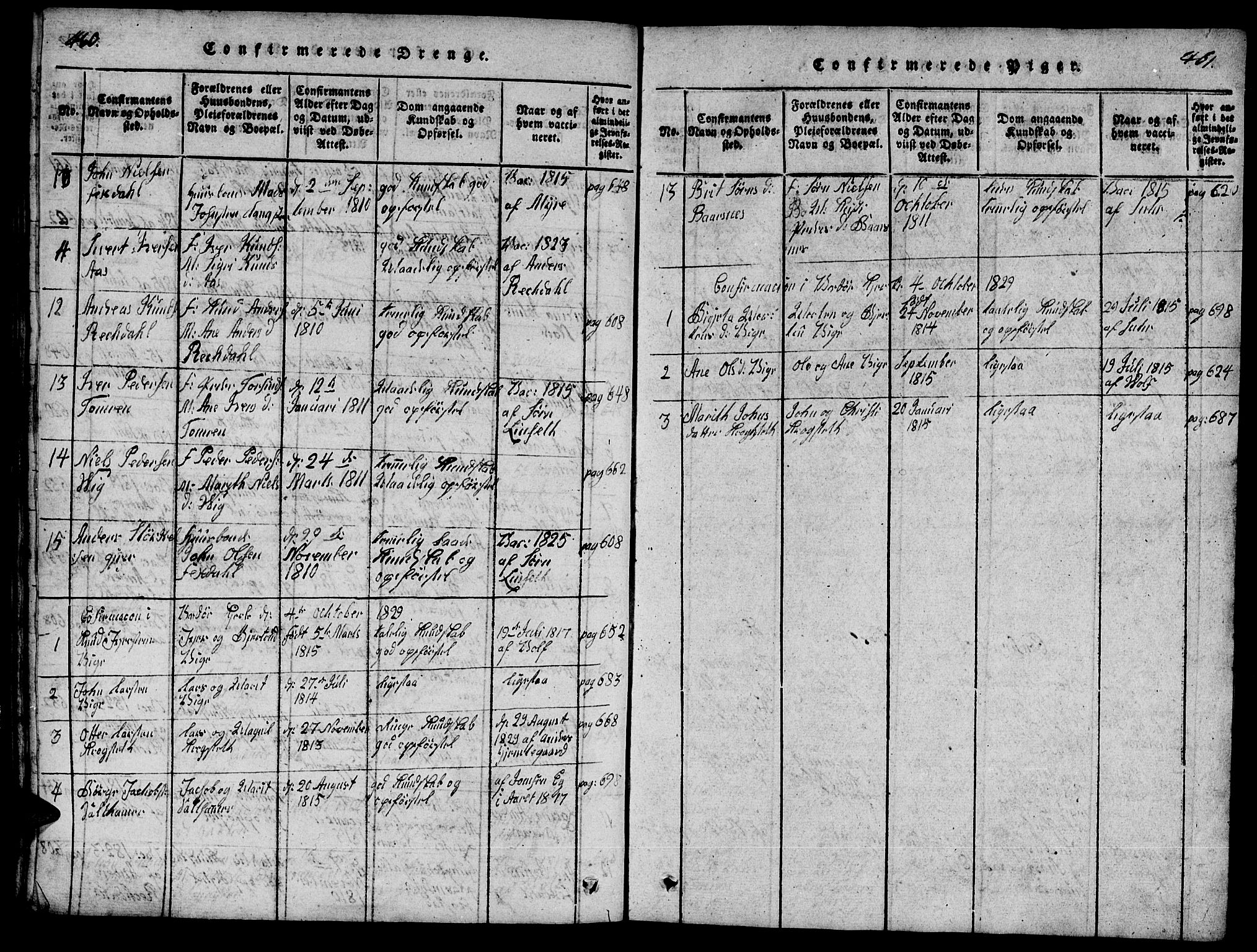 Ministerialprotokoller, klokkerbøker og fødselsregistre - Møre og Romsdal, AV/SAT-A-1454/539/L0535: Klokkerbok nr. 539C01, 1818-1842, s. 460-461