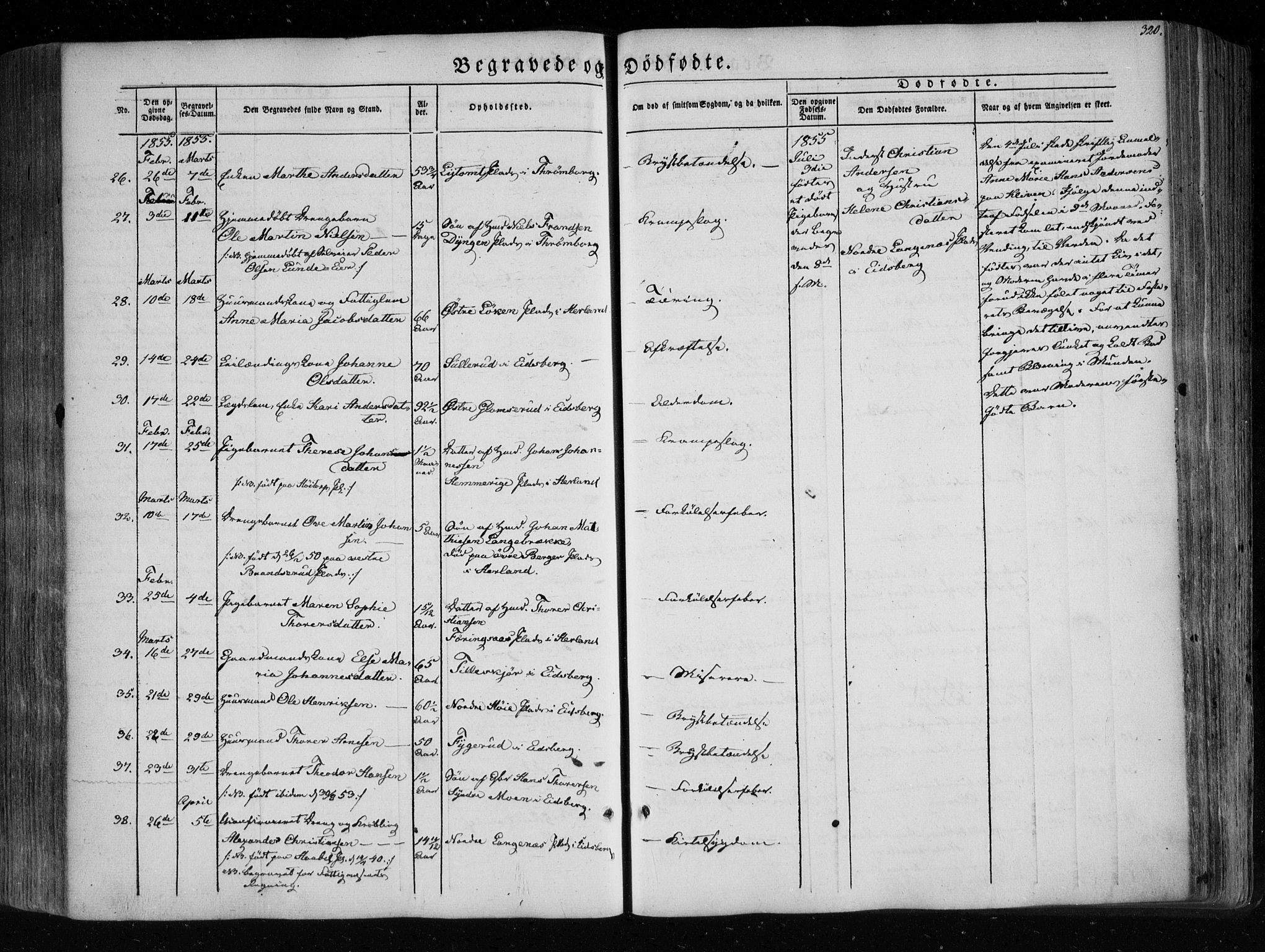 Eidsberg prestekontor Kirkebøker, AV/SAO-A-10905/F/Fa/L0009: Ministerialbok nr. I 9, 1849-1856, s. 320