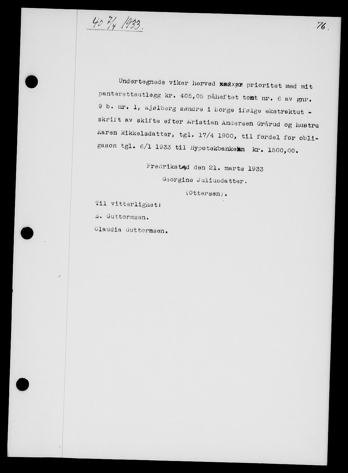 Tune sorenskriveri, SAO/A-10470/G/Gb/Gbb/L0004: Pantebok nr. II 20-24, 1933-1935, Tingl.dato: 07.04.1933