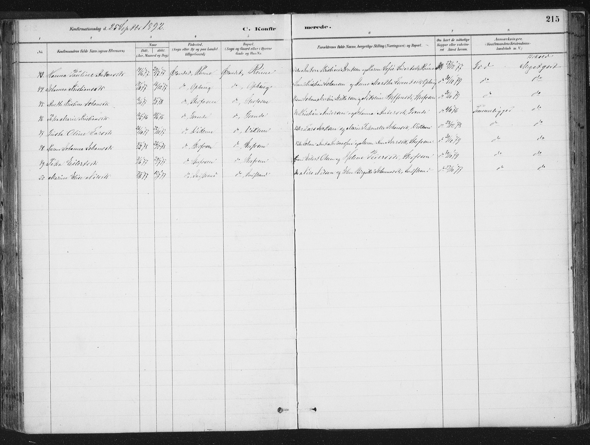 Ministerialprotokoller, klokkerbøker og fødselsregistre - Sør-Trøndelag, SAT/A-1456/659/L0739: Ministerialbok nr. 659A09, 1879-1893, s. 215
