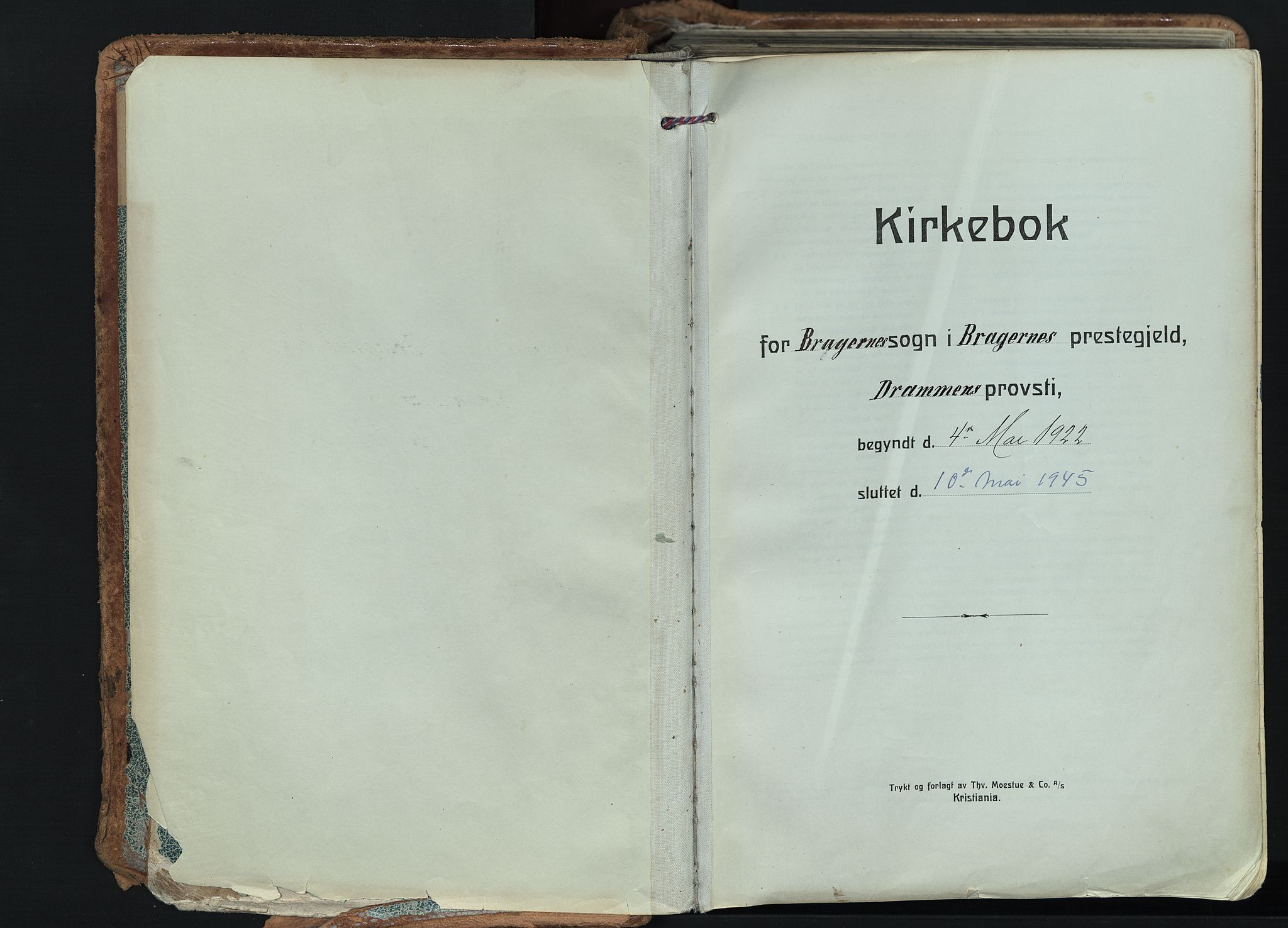 Bragernes kirkebøker, AV/SAKO-A-6/F/Fb/L0011: Ministerialbok nr. II 11, 1922-1945