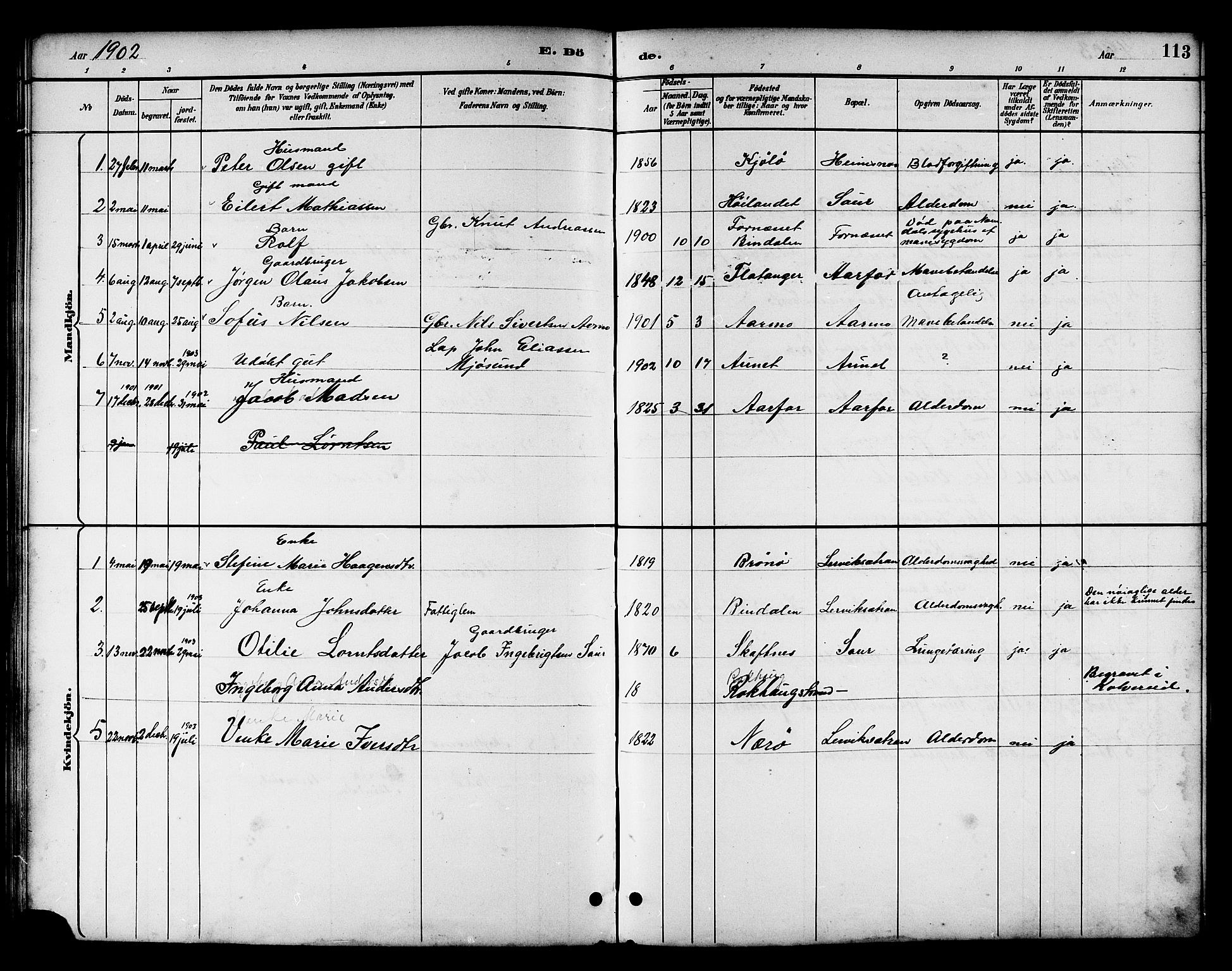 Ministerialprotokoller, klokkerbøker og fødselsregistre - Nord-Trøndelag, AV/SAT-A-1458/783/L0662: Klokkerbok nr. 783C02, 1894-1919, s. 113