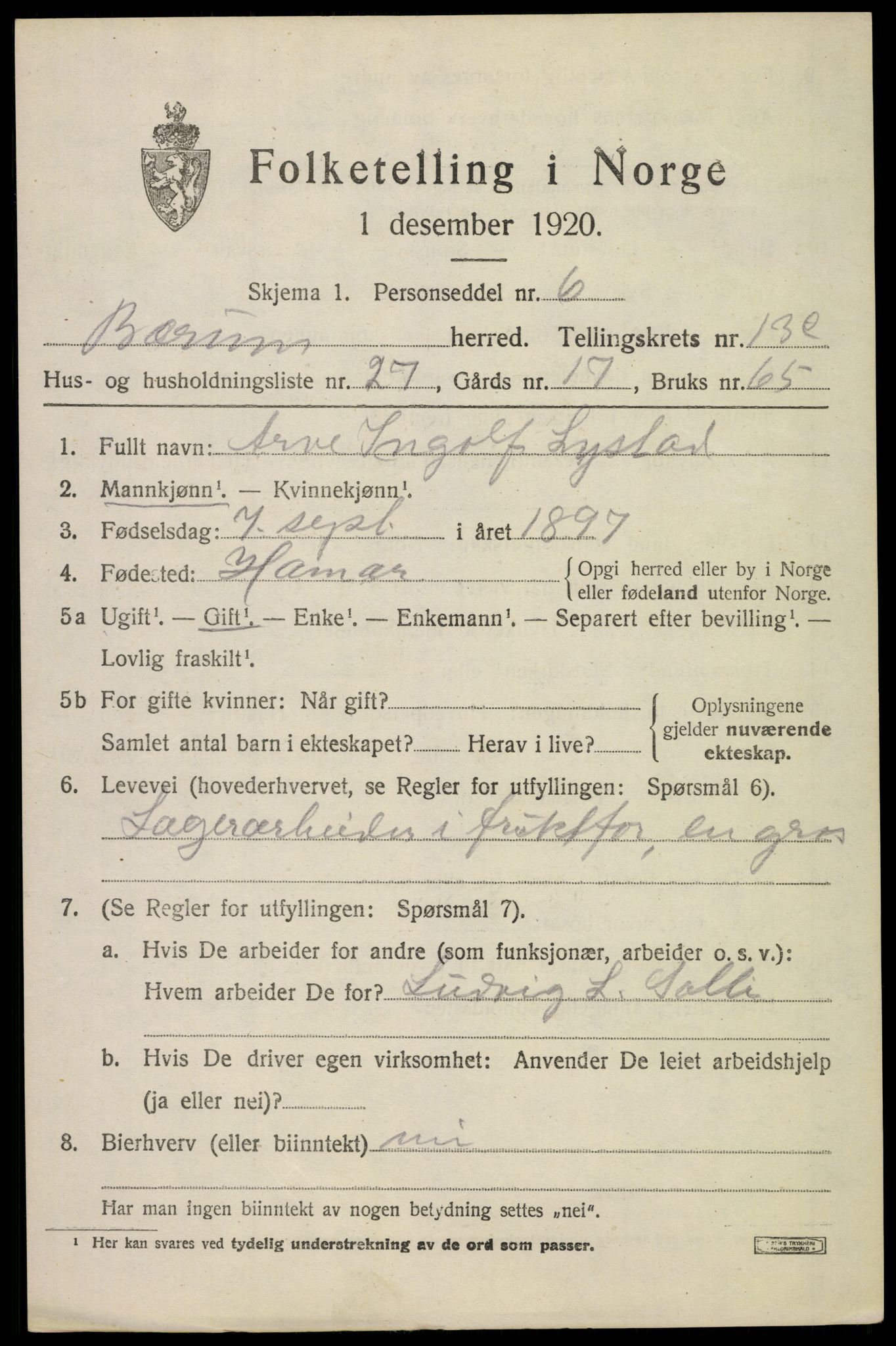 SAO, Folketelling 1920 for 0219 Bærum herred, 1920, s. 36072