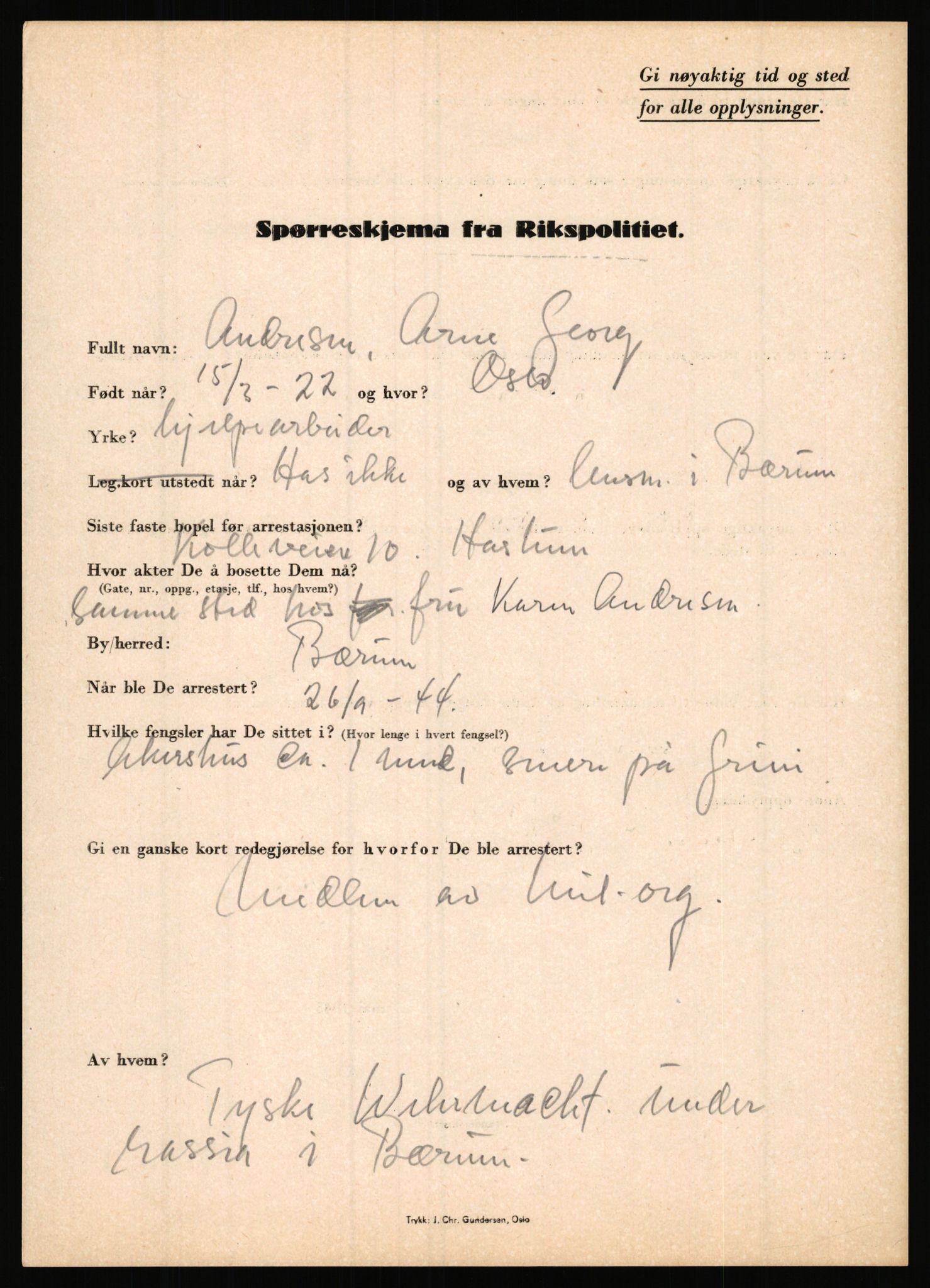 Rikspolitisjefen, AV/RA-S-1560/L/L0001: Abelseth, Rudolf - Berentsen, Odd, 1940-1945, s. 693