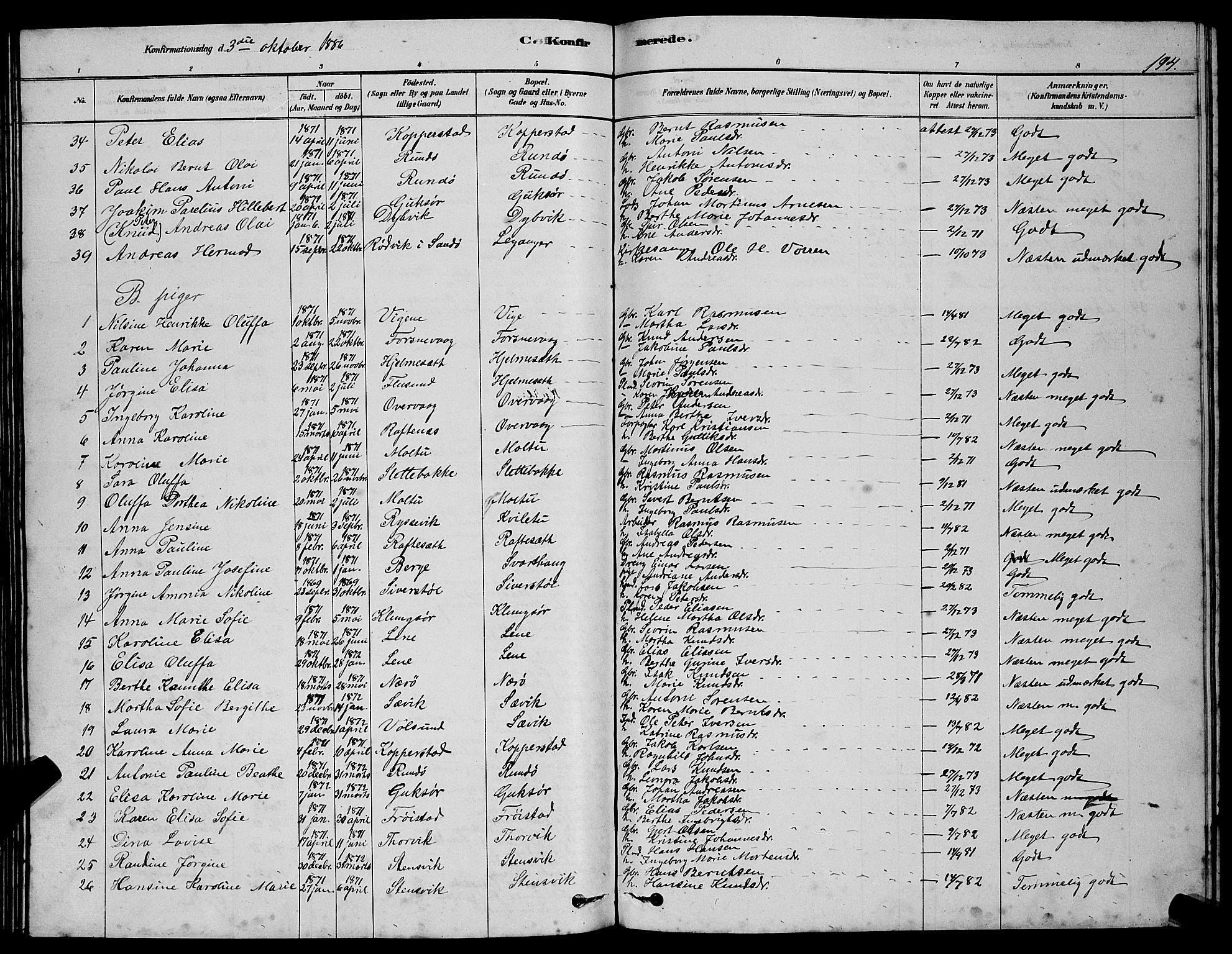 Ministerialprotokoller, klokkerbøker og fødselsregistre - Møre og Romsdal, AV/SAT-A-1454/507/L0081: Klokkerbok nr. 507C04, 1878-1898, s. 194