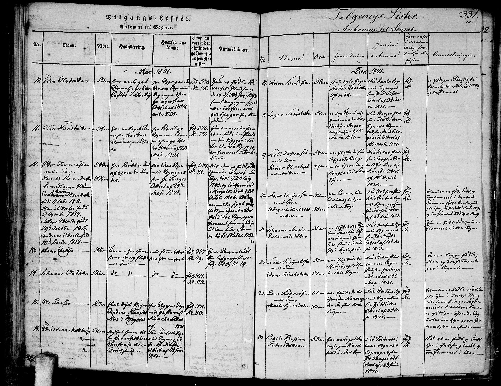Kråkstad prestekontor Kirkebøker, AV/SAO-A-10125a/F/Fa/L0003: Ministerialbok nr. I 3, 1813-1824, s. 331a