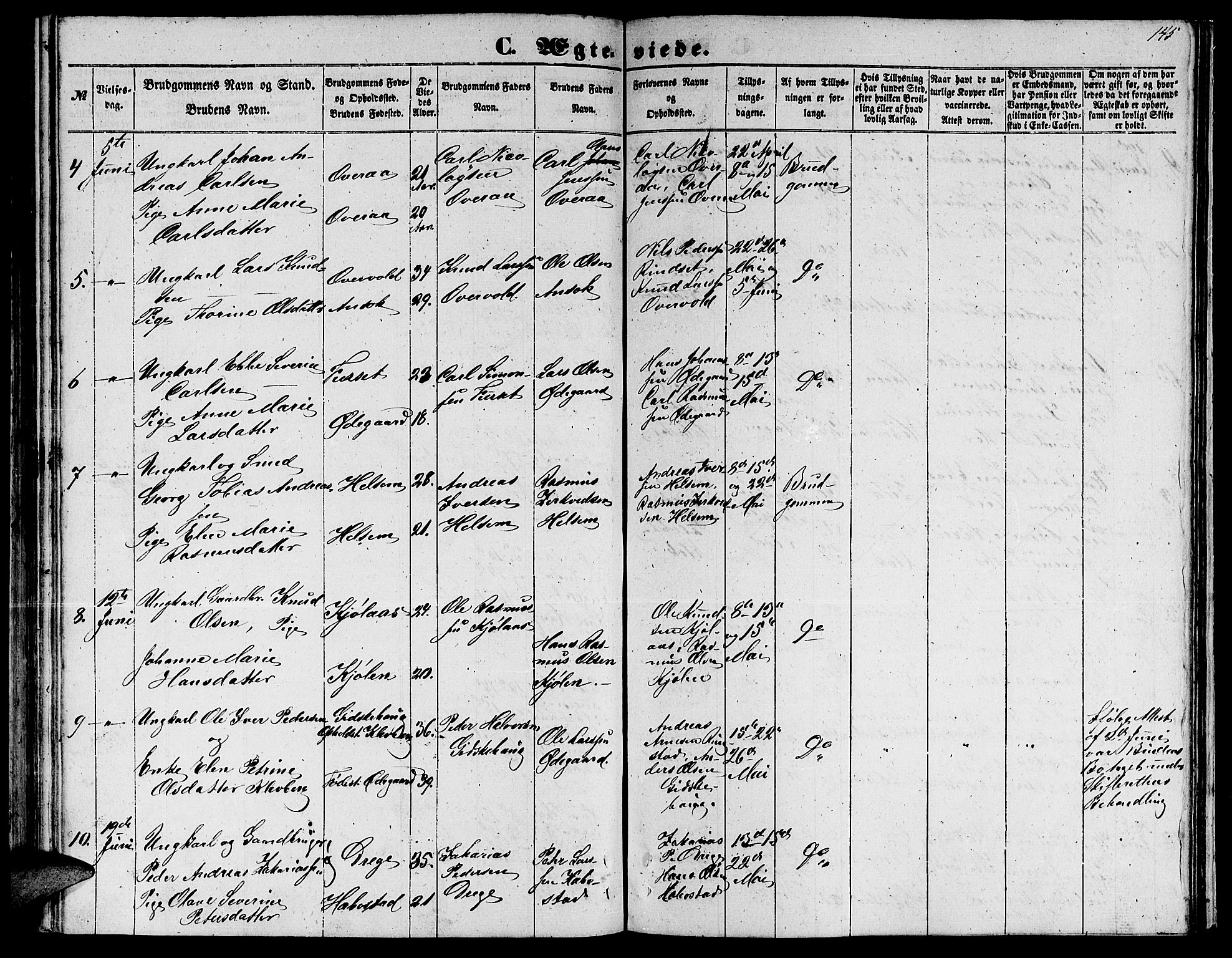 Ministerialprotokoller, klokkerbøker og fødselsregistre - Møre og Romsdal, SAT/A-1454/520/L0291: Klokkerbok nr. 520C03, 1854-1881, s. 145