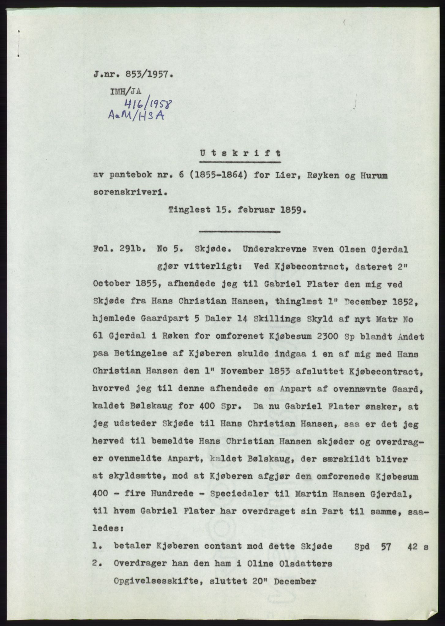 Statsarkivet i Kongsberg, SAKO/A-0001, 1957, s. 103