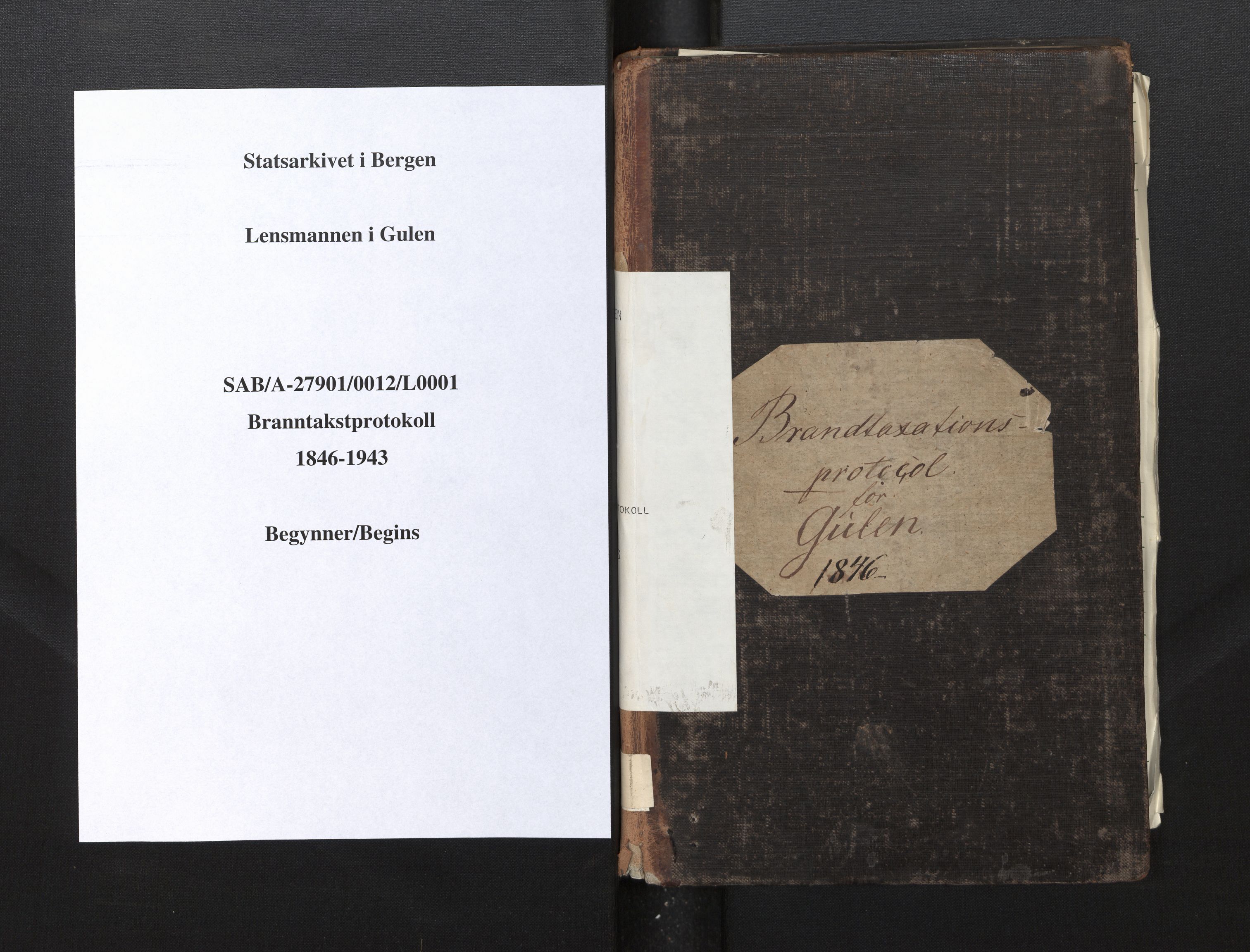 Lensmannen i Gulen, SAB/A-27901/0012/L0001: Branntakstprotokoll, 1846-1943