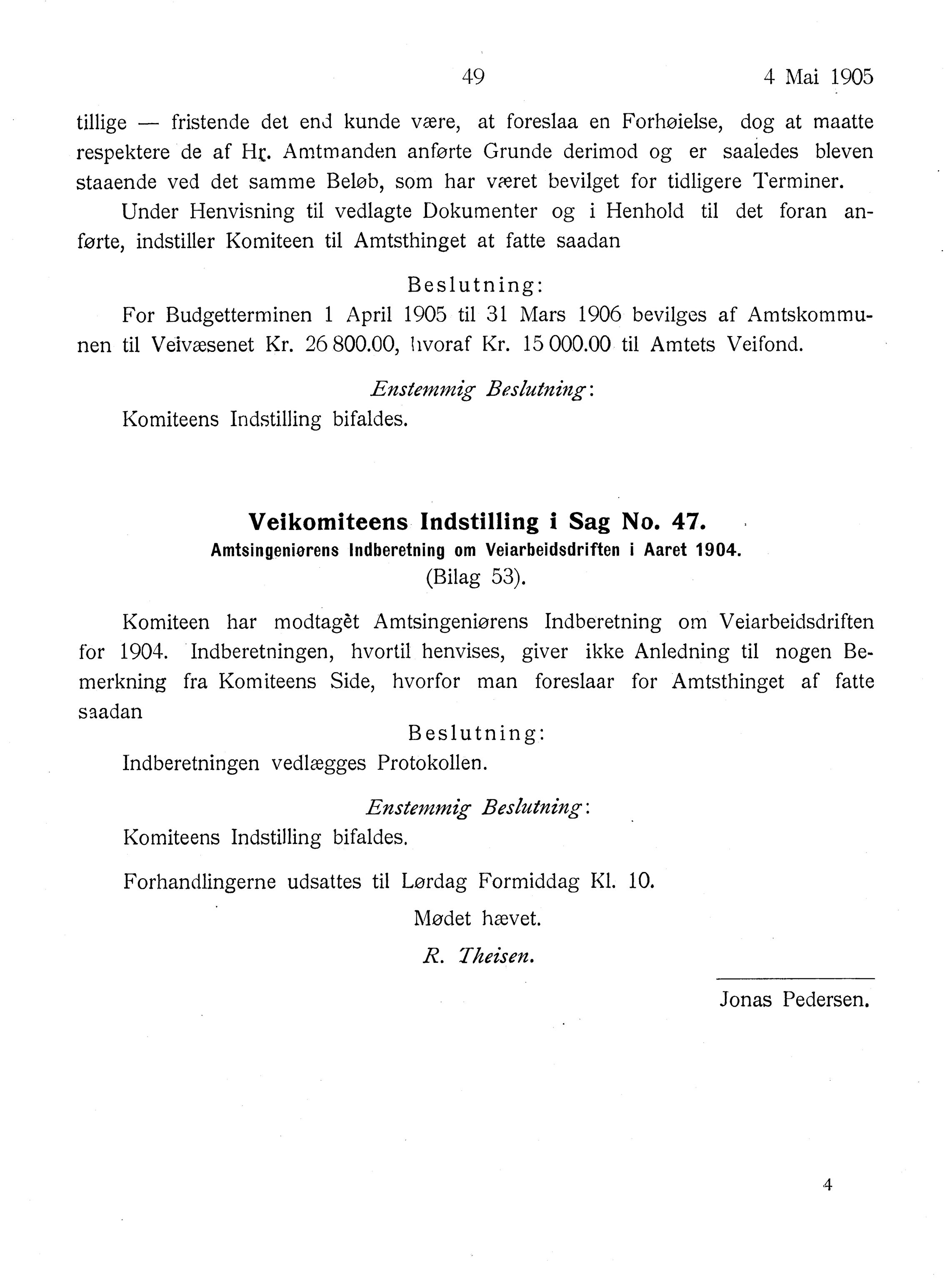 Nordland Fylkeskommune. Fylkestinget, AIN/NFK-17/176/A/Ac/L0028: Fylkestingsforhandlinger 1905, 1905