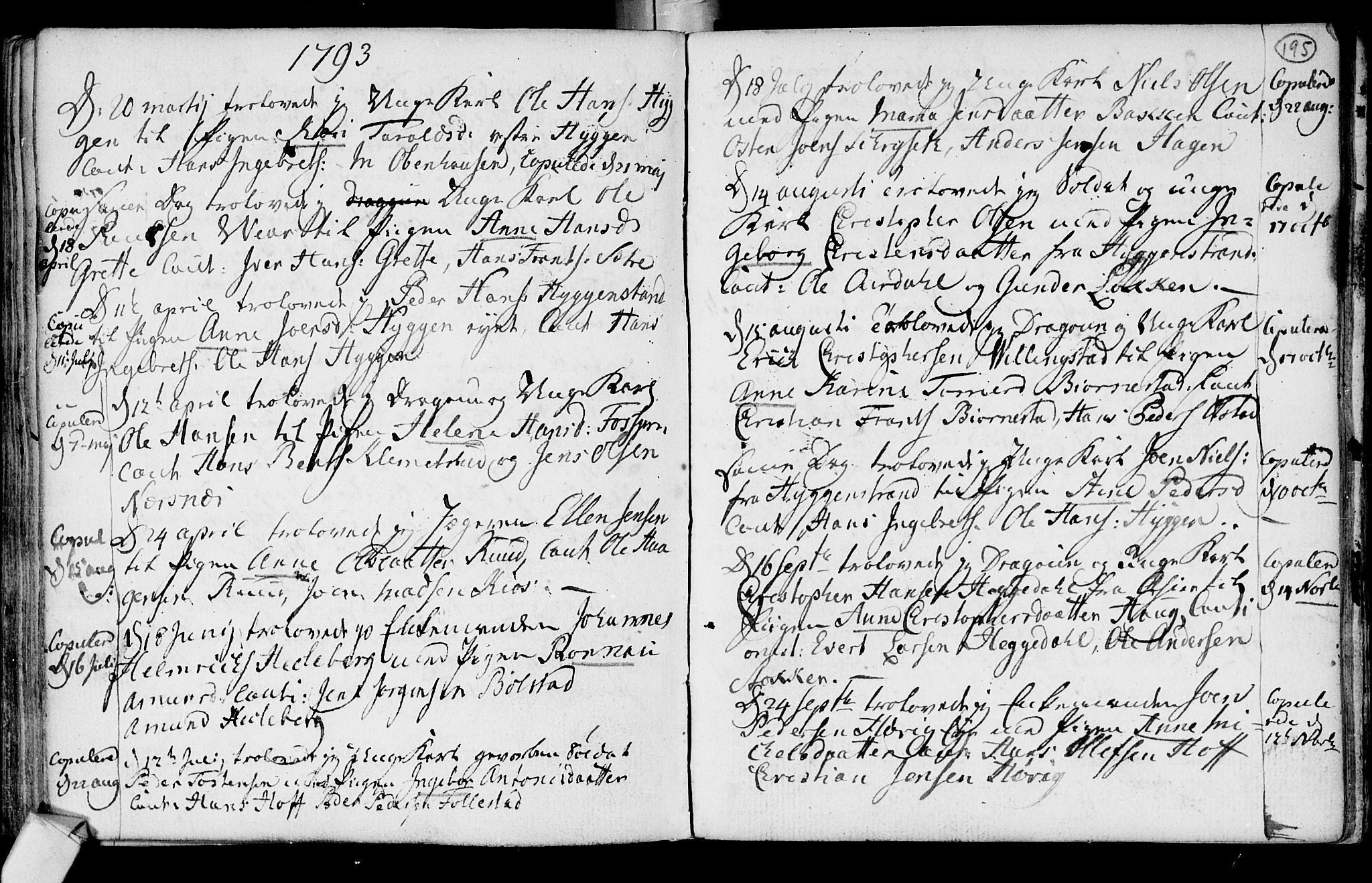Røyken kirkebøker, AV/SAKO-A-241/F/Fa/L0003: Ministerialbok nr. 3, 1782-1813, s. 195