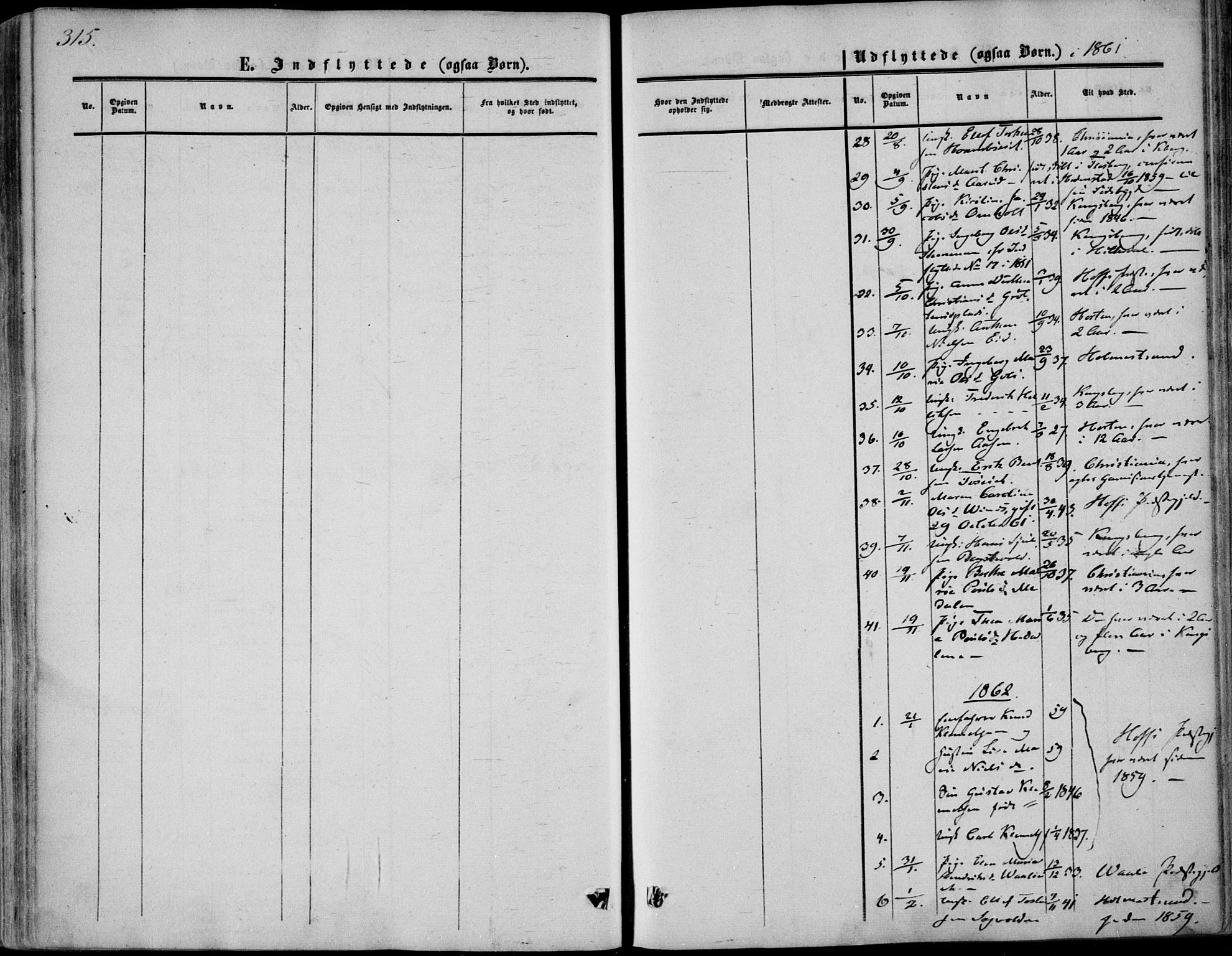 Sandsvær kirkebøker, AV/SAKO-A-244/F/Fa/L0006: Ministerialbok nr. I 6, 1857-1868, s. 315