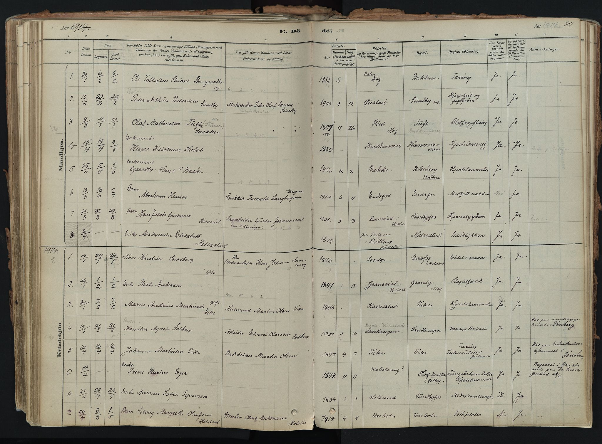 Hof kirkebøker, AV/SAKO-A-64/F/Fa/L0007: Ministerialbok nr. I 7, 1878-1940, s. 307