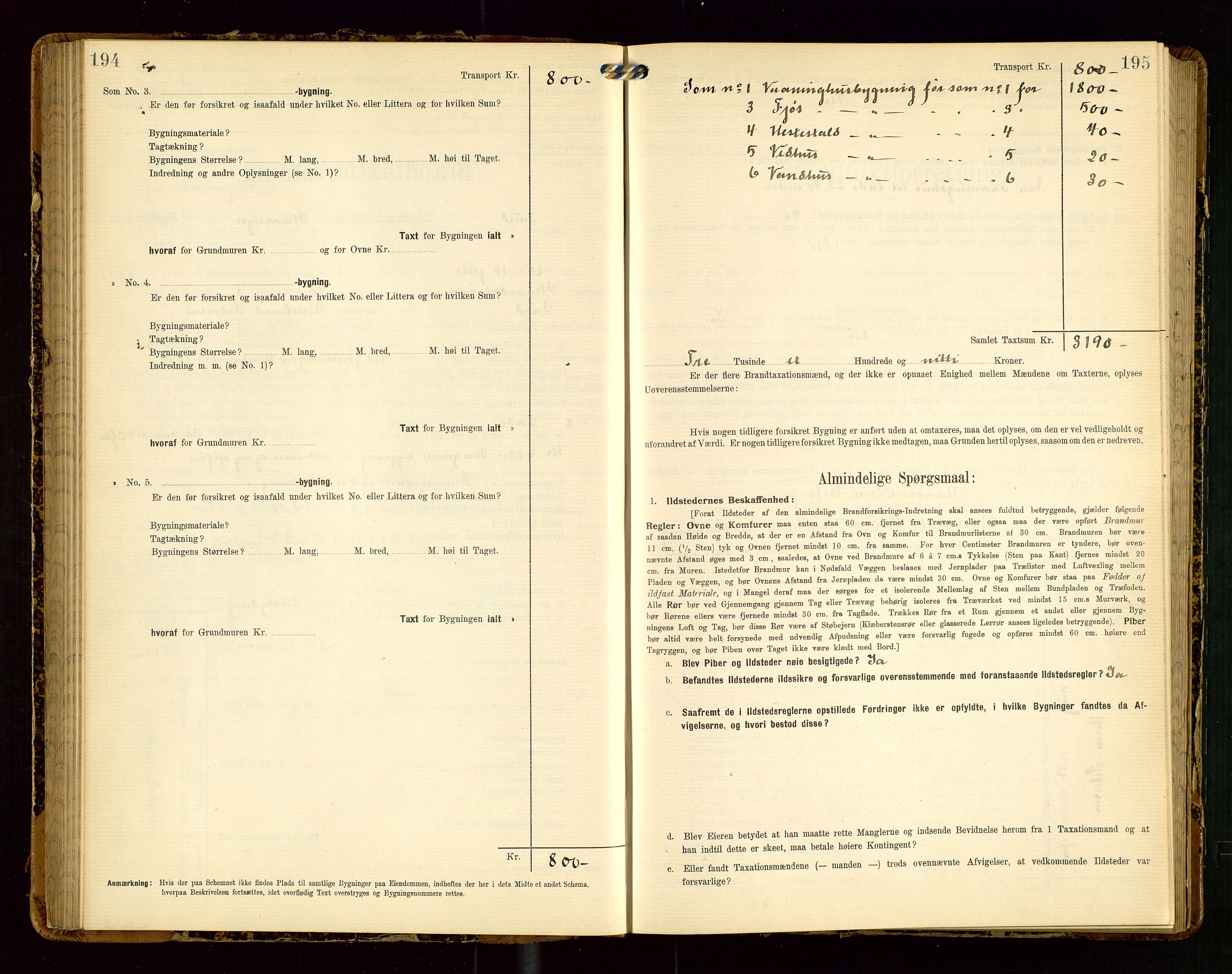 Lund lensmannskontor, AV/SAST-A-100303/Gob/L0002: "Brandtakstprotokol", 1908-1918, s. 194-195