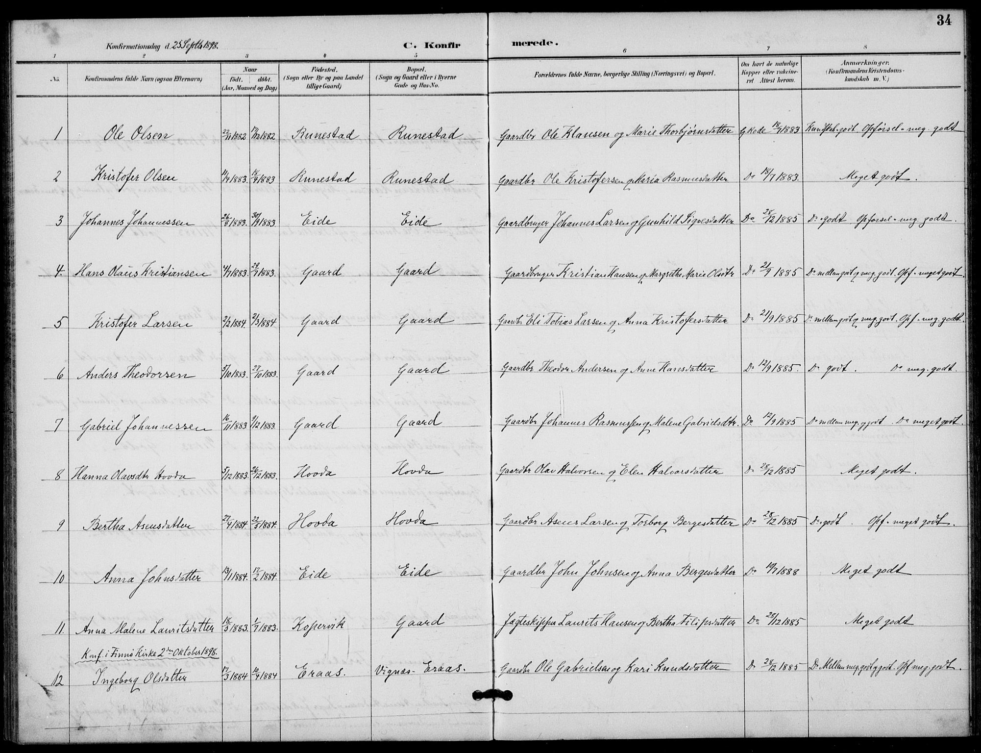 Finnøy sokneprestkontor, AV/SAST-A-101825/H/Ha/Haa/L0012: Ministerialbok nr. A 12, 1889-1917, s. 34