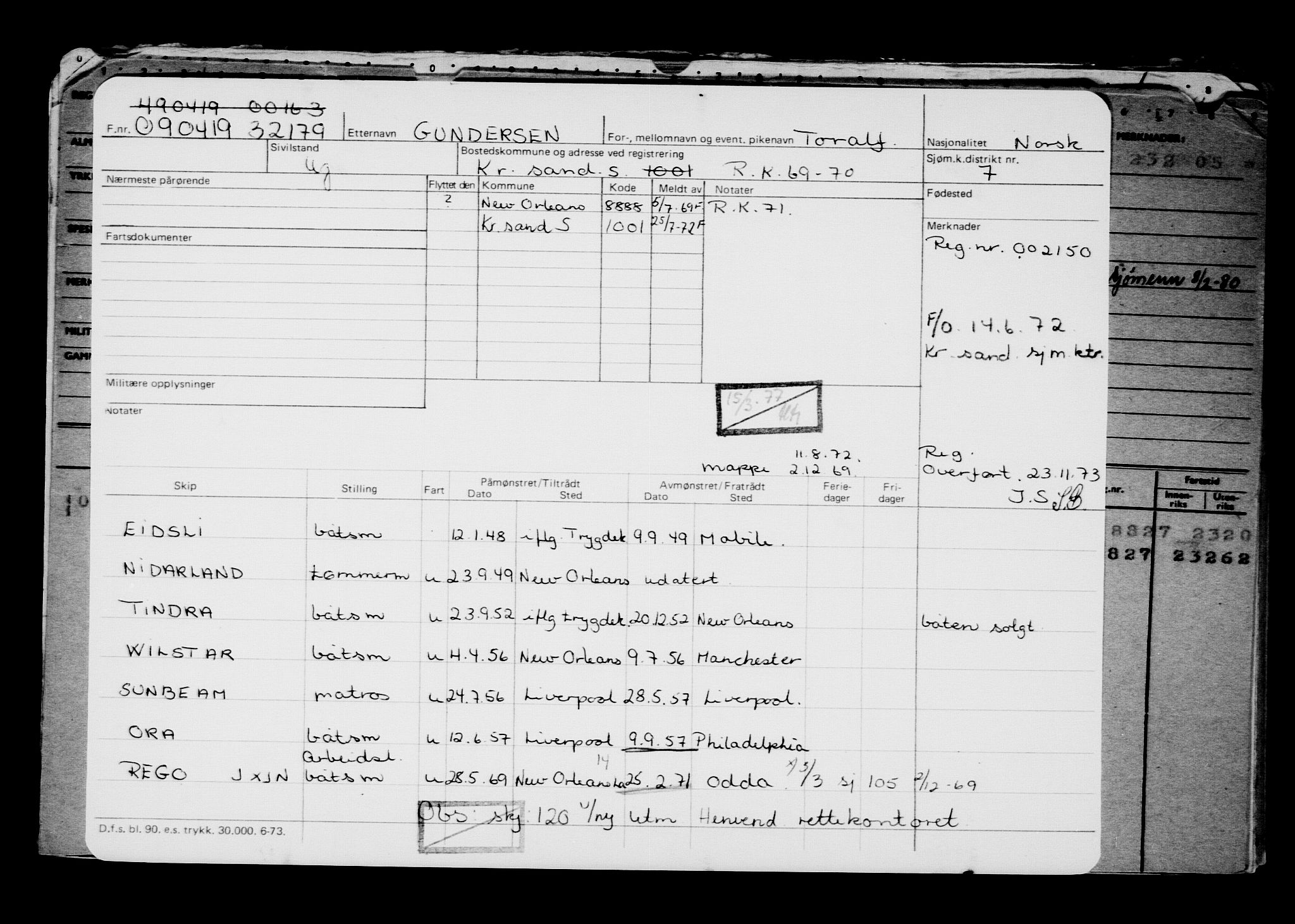 Direktoratet for sjømenn, RA/S-3545/G/Gb/L0167: Hovedkort, 1919, s. 674