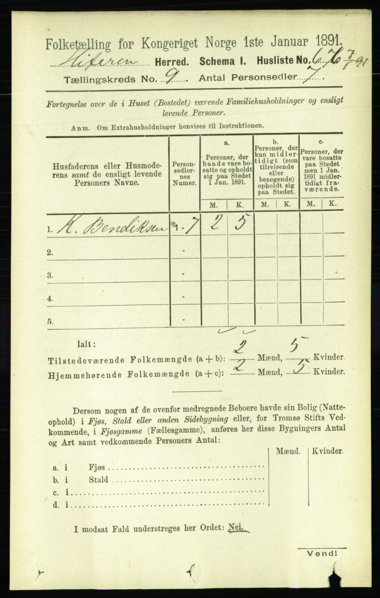 RA, Folketelling 1891 for 1617 Hitra herred, 1891, s. 1743