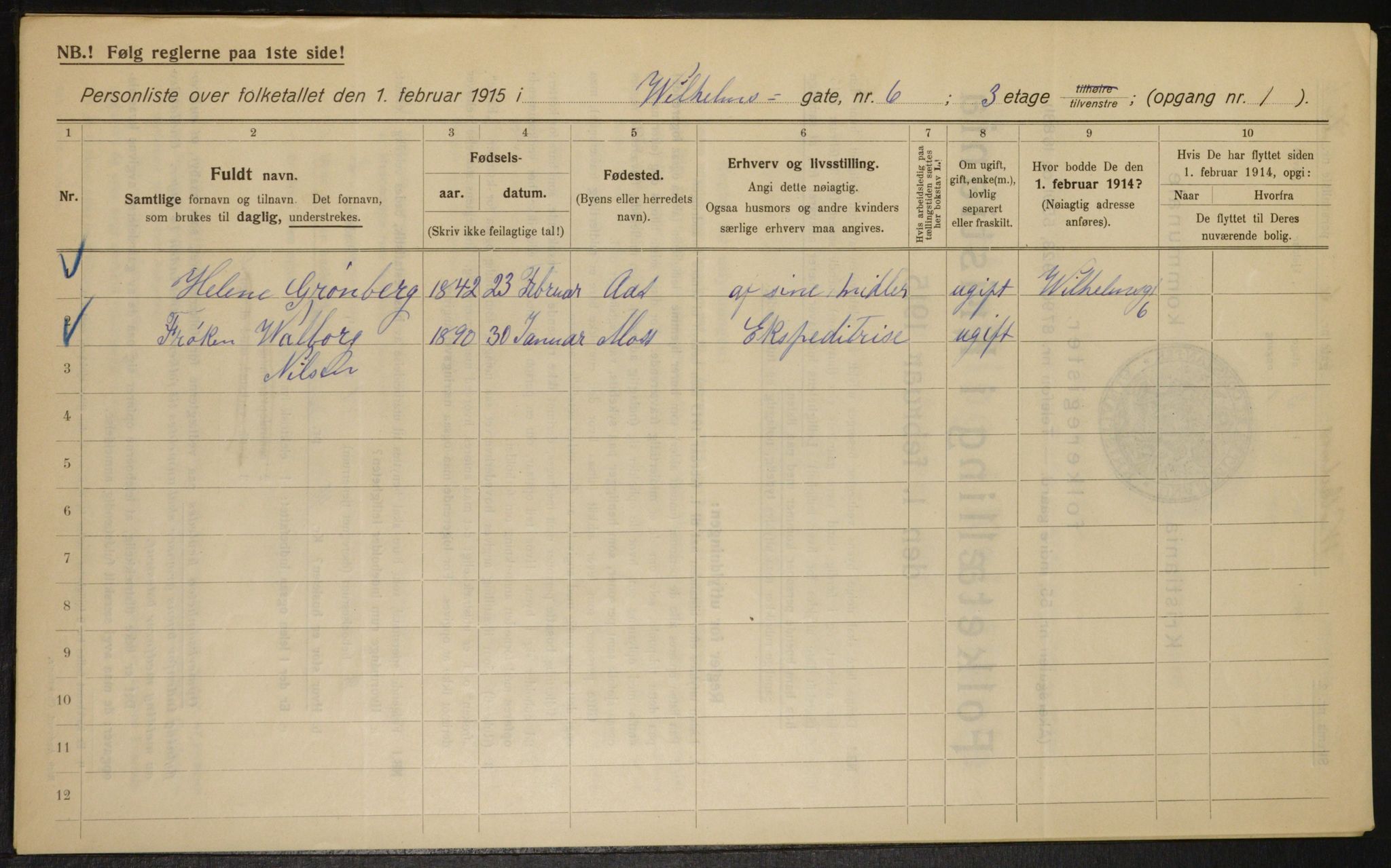 OBA, Kommunal folketelling 1.2.1915 for Kristiania, 1915, s. 128839