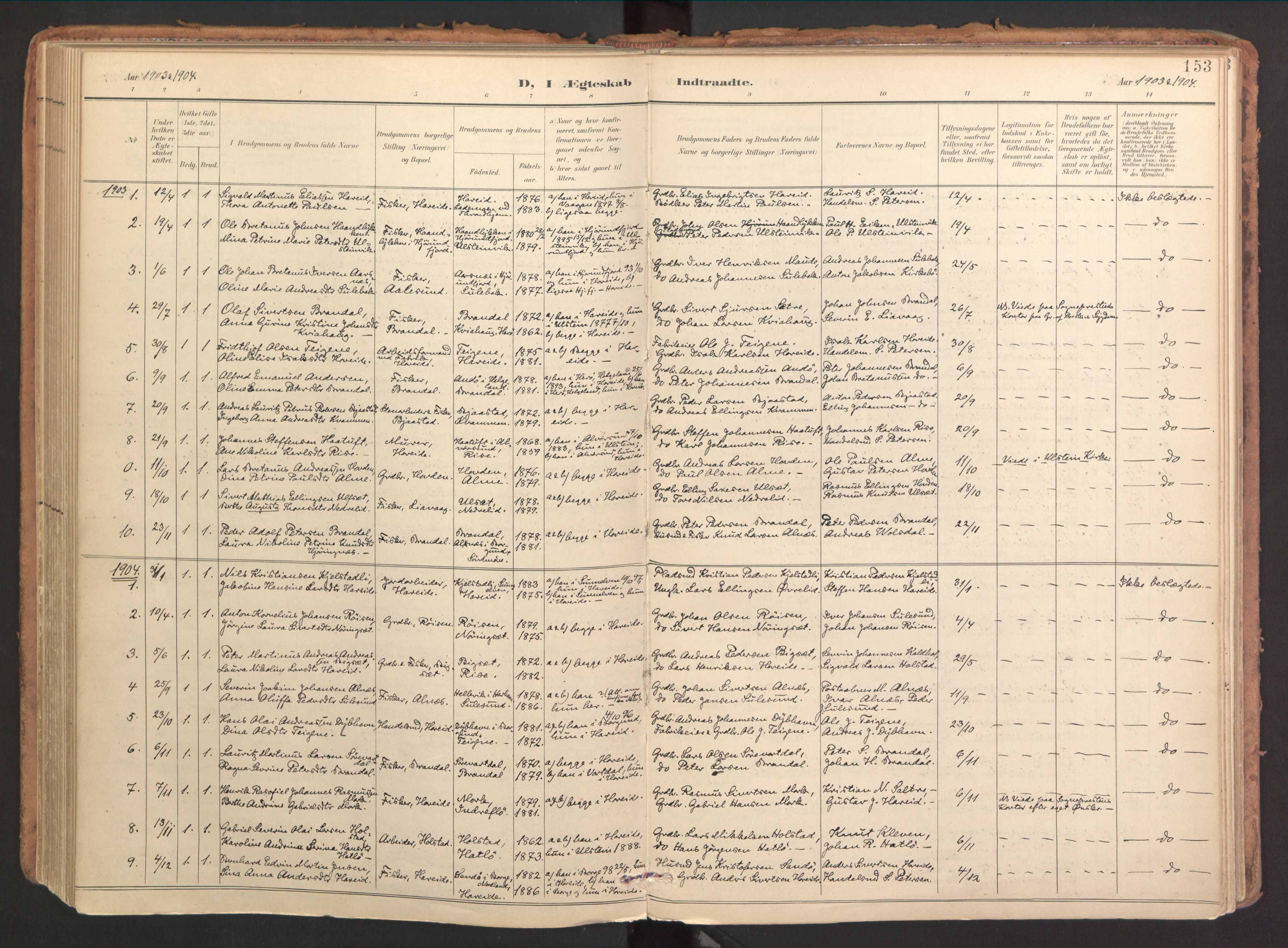 Ministerialprotokoller, klokkerbøker og fødselsregistre - Møre og Romsdal, AV/SAT-A-1454/510/L0123: Ministerialbok nr. 510A03, 1898-1922, s. 153