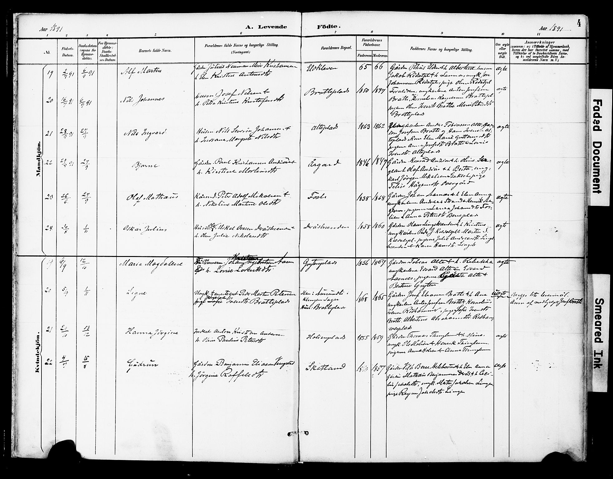 Ministerialprotokoller, klokkerbøker og fødselsregistre - Nord-Trøndelag, SAT/A-1458/742/L0409: Ministerialbok nr. 742A02, 1891-1905, s. 4