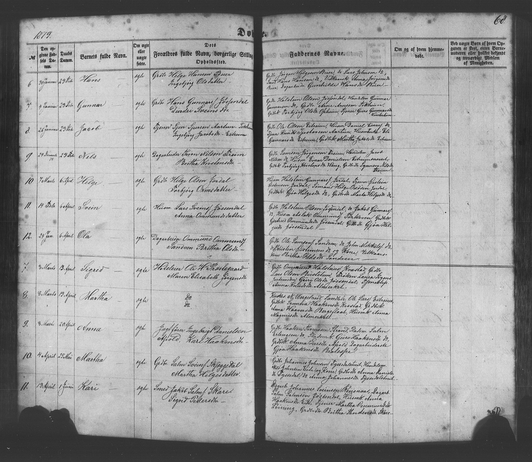 Odda Sokneprestembete, AV/SAB-A-77201/H/Hab: Klokkerbok nr. A 4, 1858-1886, s. 68