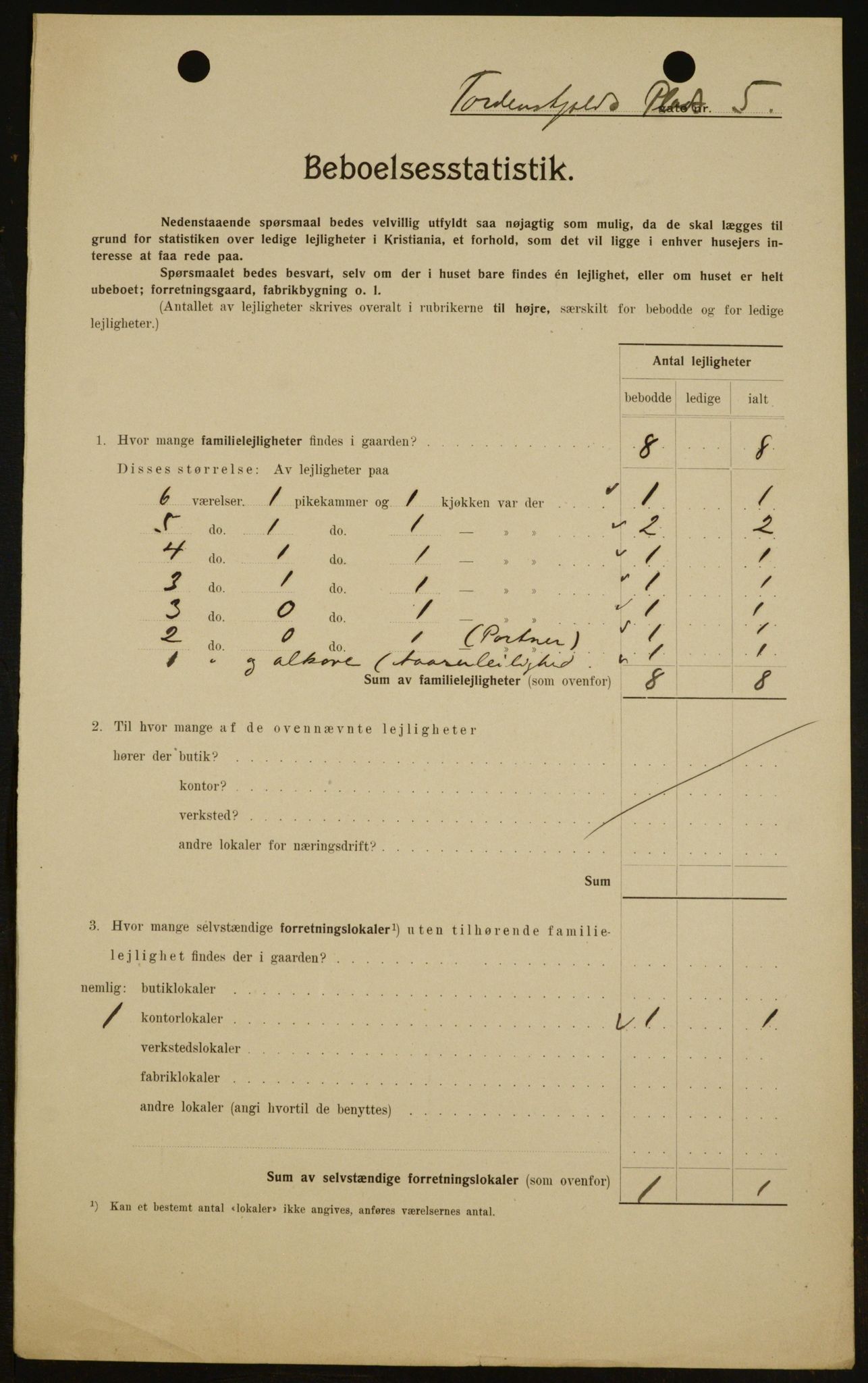 OBA, Kommunal folketelling 1.2.1909 for Kristiania kjøpstad, 1909, s. 103310