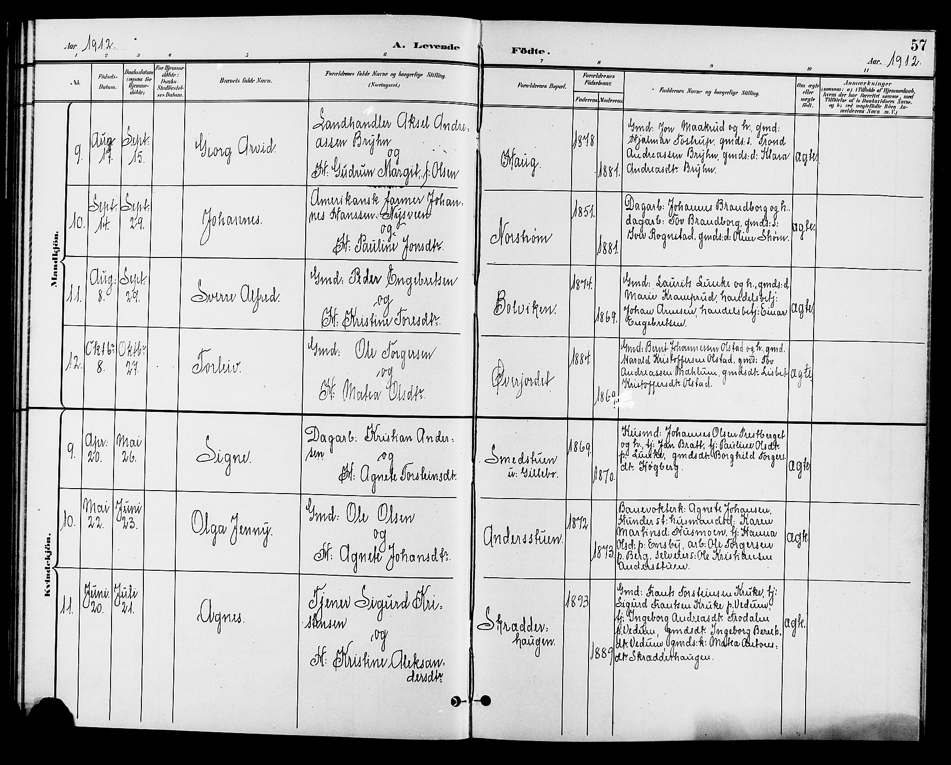 Øyer prestekontor, AV/SAH-PREST-084/H/Ha/Hab/L0005: Klokkerbok nr. 5, 1897-1913, s. 57