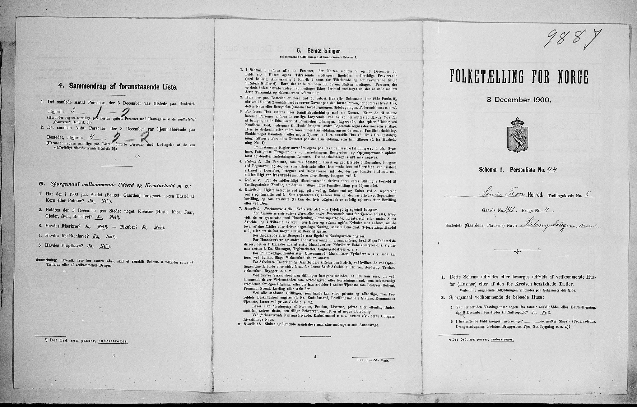 SAH, Folketelling 1900 for 0519 Sør-Fron herred, 1900, s. 694