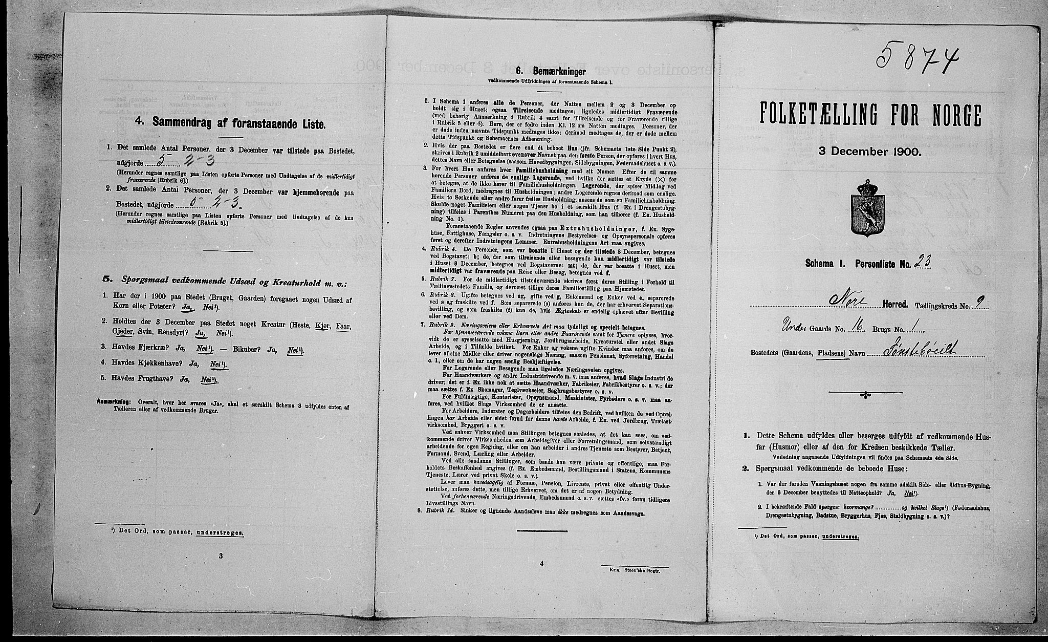 RA, Folketelling 1900 for 0633 Nore herred, 1900, s. 966