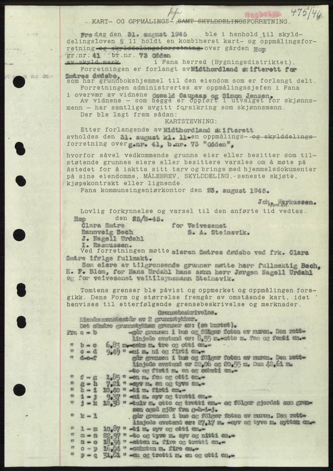 Midhordland sorenskriveri, SAB/A-3001/1/G/Gb/Gbj/L0022: Pantebok nr. A41-43, 1946-1946, Dagboknr: 475/1946