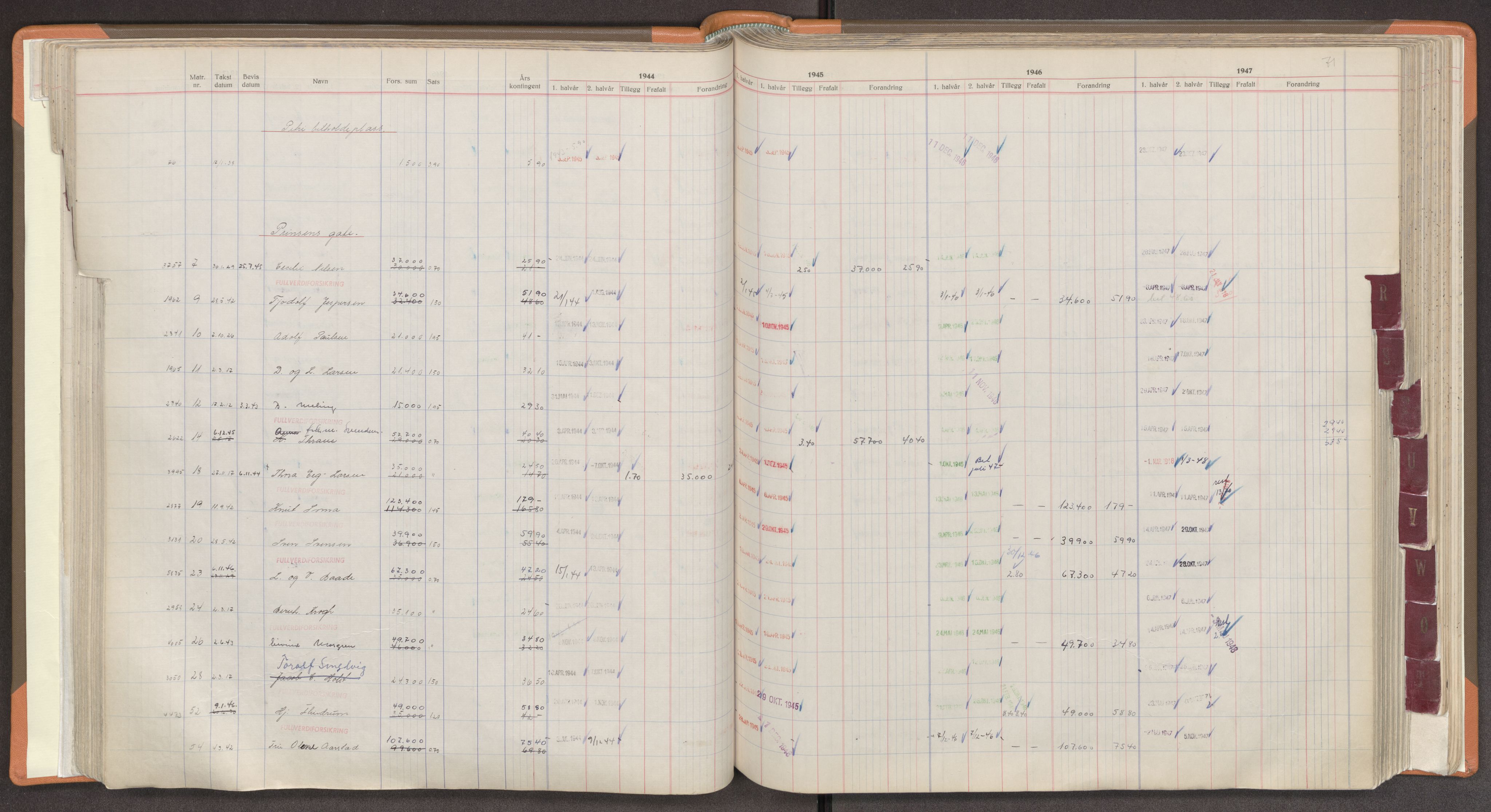 Norges Brannkasse Stavanger, SAST/A-102143/F/Fc/L0009: Brannkontingentprotokoll M-Ø, 1944-1947, s. 71