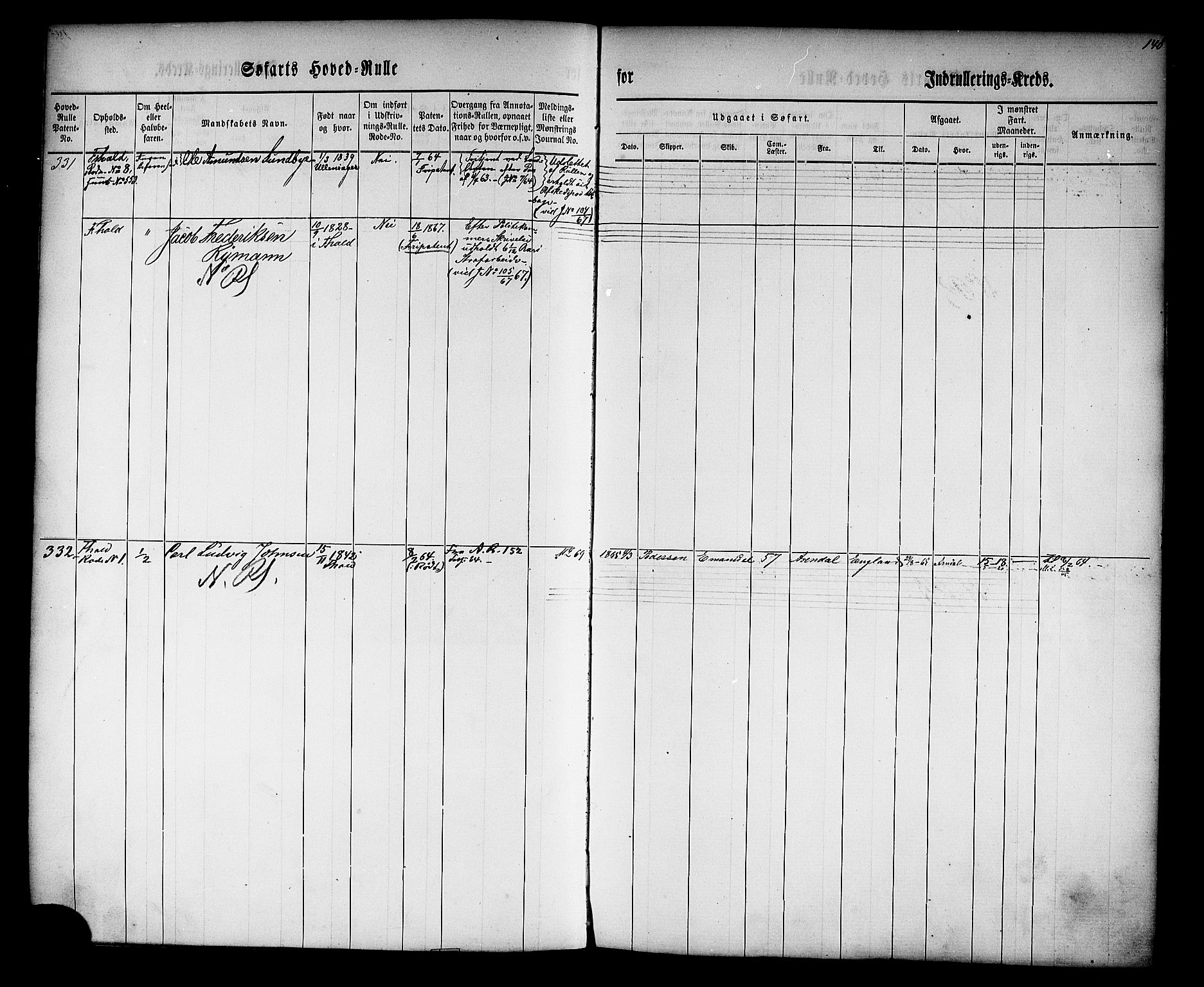 Halden mønstringskontor, AV/SAO-A-10569a/F/Fc/Fcb/L0002: Hovedrulle, 1860, s. 151