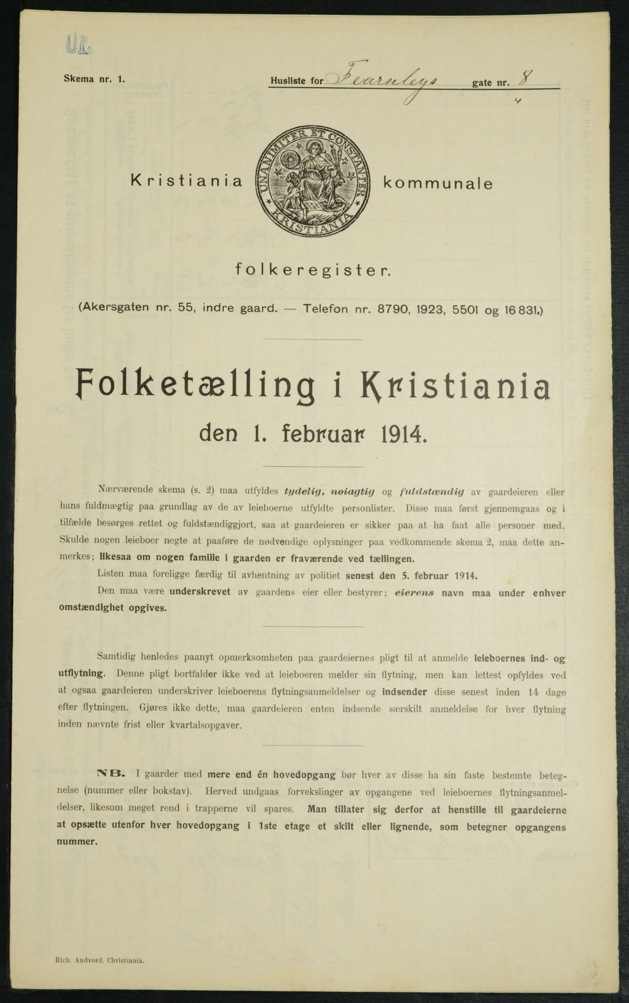 OBA, Kommunal folketelling 1.2.1914 for Kristiania, 1914, s. 24116