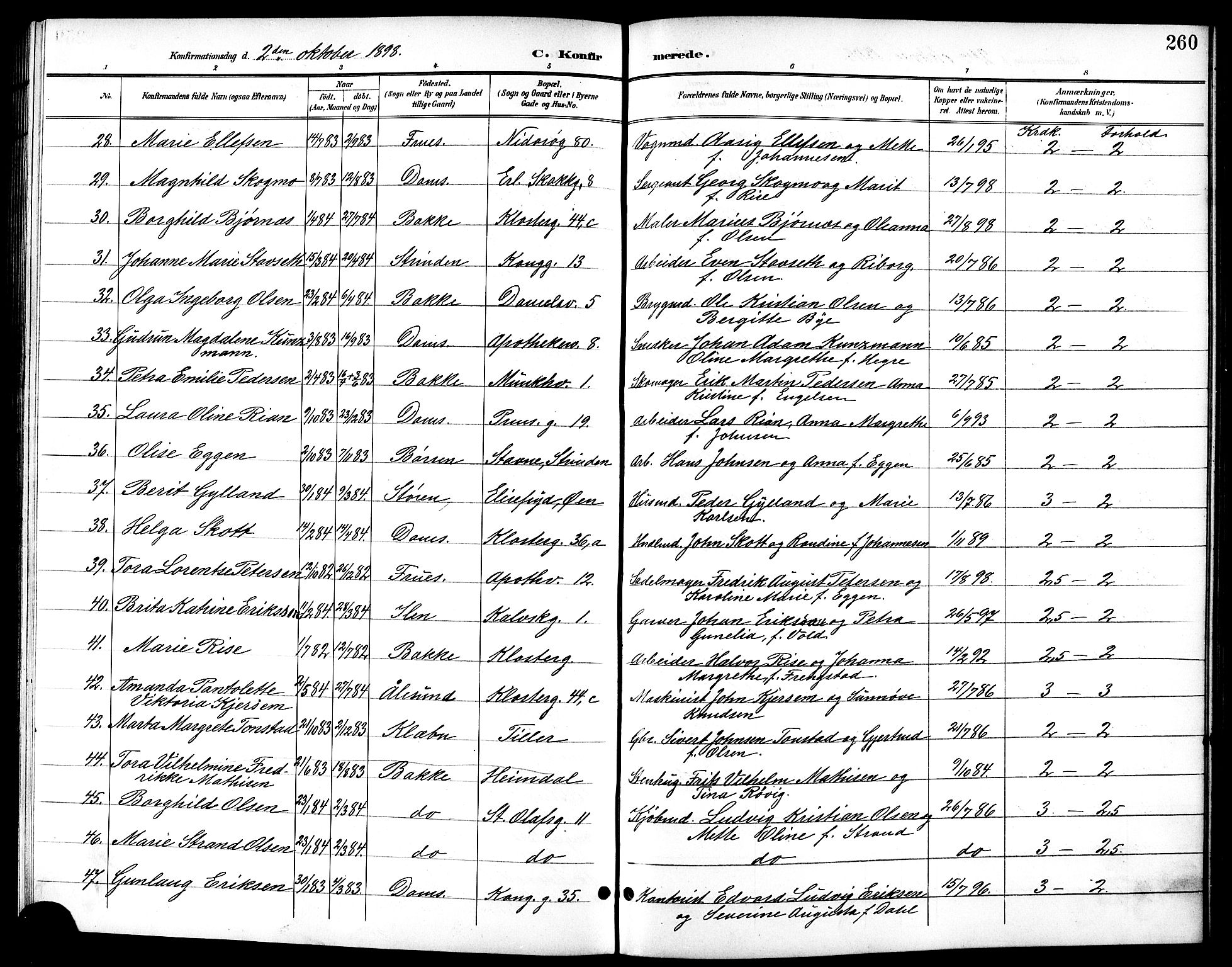 Ministerialprotokoller, klokkerbøker og fødselsregistre - Sør-Trøndelag, SAT/A-1456/601/L0094: Klokkerbok nr. 601C12, 1898-1911, s. 260