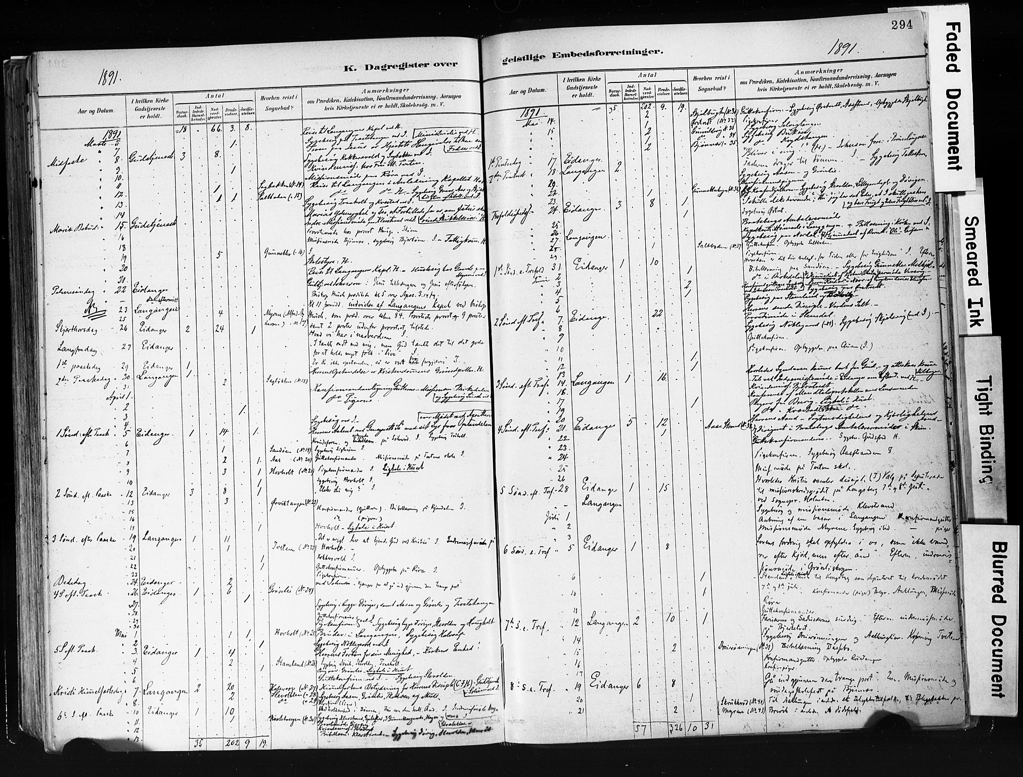 Eidanger kirkebøker, AV/SAKO-A-261/F/Fa/L0012: Ministerialbok nr. 12, 1879-1900, s. 294