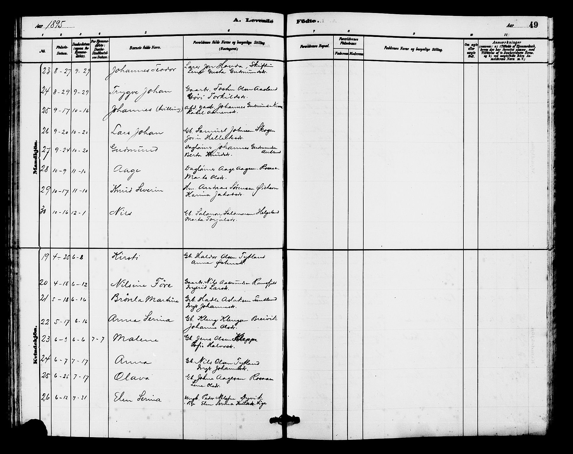 Hjelmeland sokneprestkontor, AV/SAST-A-101843/01/V/L0007: Klokkerbok nr. B 7, 1880-1909, s. 49