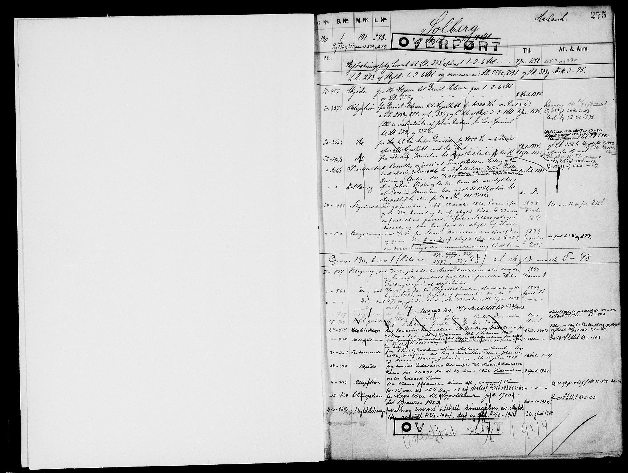 Rakkestad sorenskriveri, SAO/A-10686/G/Ga/Gag/L0001Bb: Panteregister nr. VII 1Bb, 1850-1956, s. 275