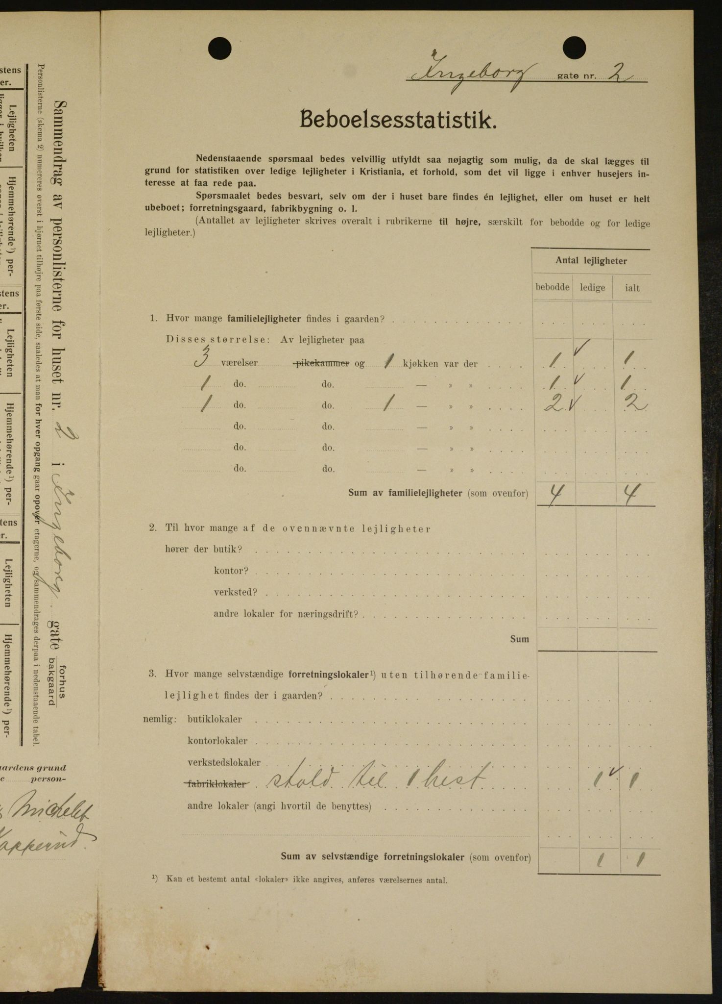 OBA, Kommunal folketelling 1.2.1909 for Kristiania kjøpstad, 1909, s. 39950