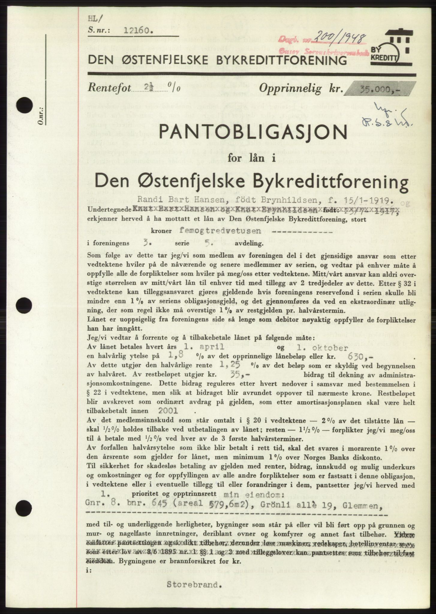 Onsøy sorenskriveri, SAO/A-10474/G/Ga/Gac/L0006: Pantebok nr. B 12-6, 1947-1948, Dagboknr: 200/1948