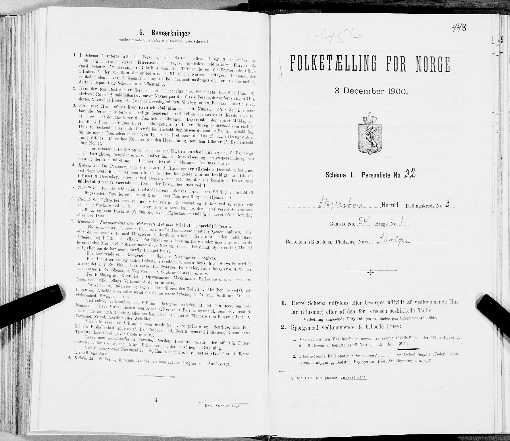 SAT, Folketelling 1900 for 1842 Skjerstad herred, 1900, s. 448