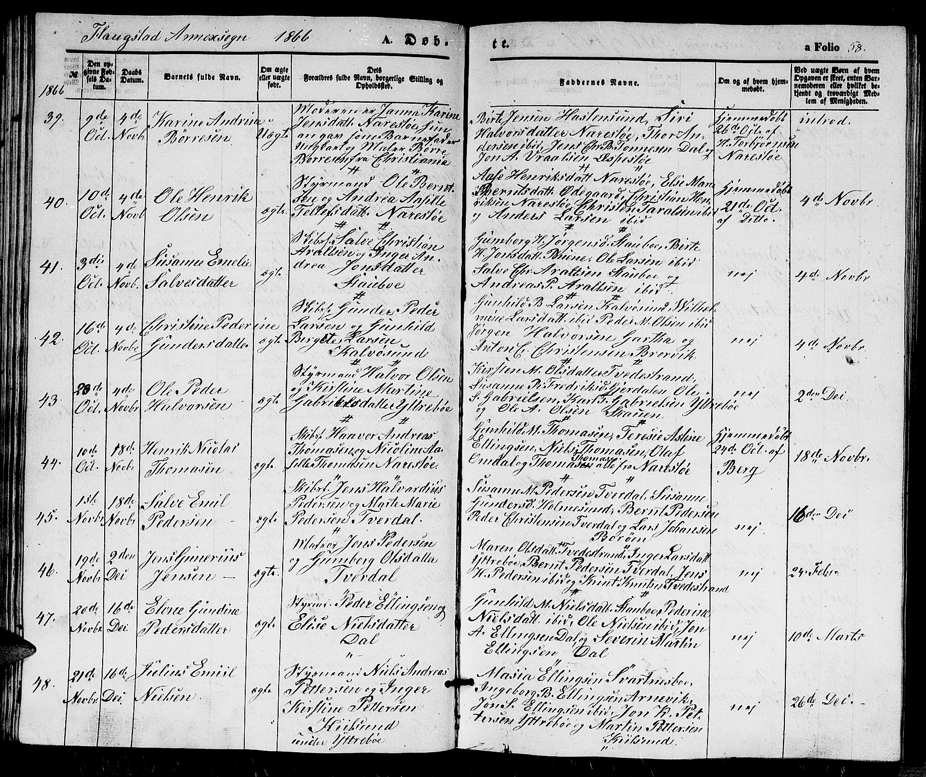 Dypvåg sokneprestkontor, AV/SAK-1111-0007/F/Fb/Fbb/L0002: Klokkerbok nr. B 2, 1851-1871, s. 58