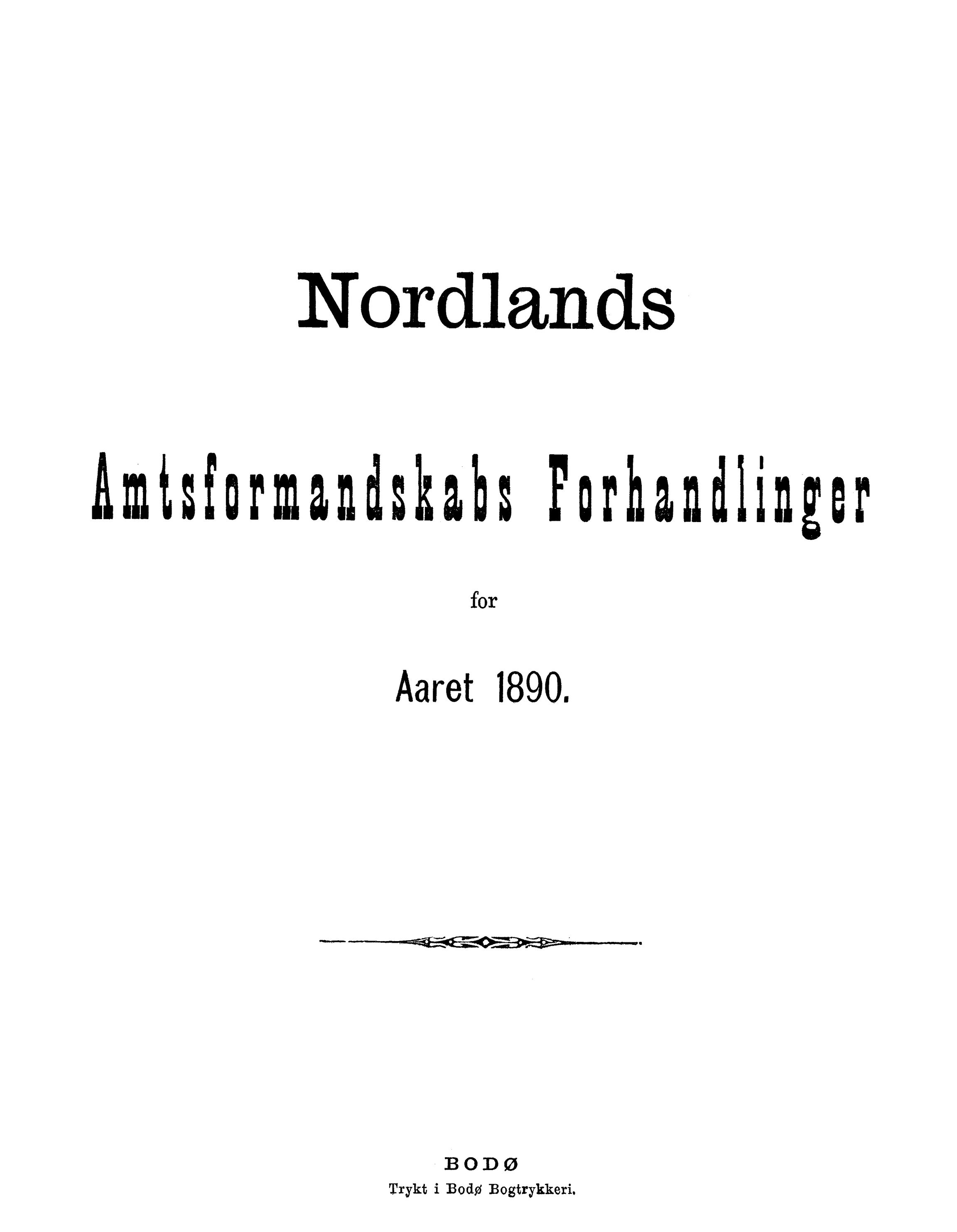 Nordland Fylkeskommune. Fylkestinget, AIN/NFK-17/176/A/Ac/L0015: Fylkestingsforhandlinger 1886-1890, 1886-1890