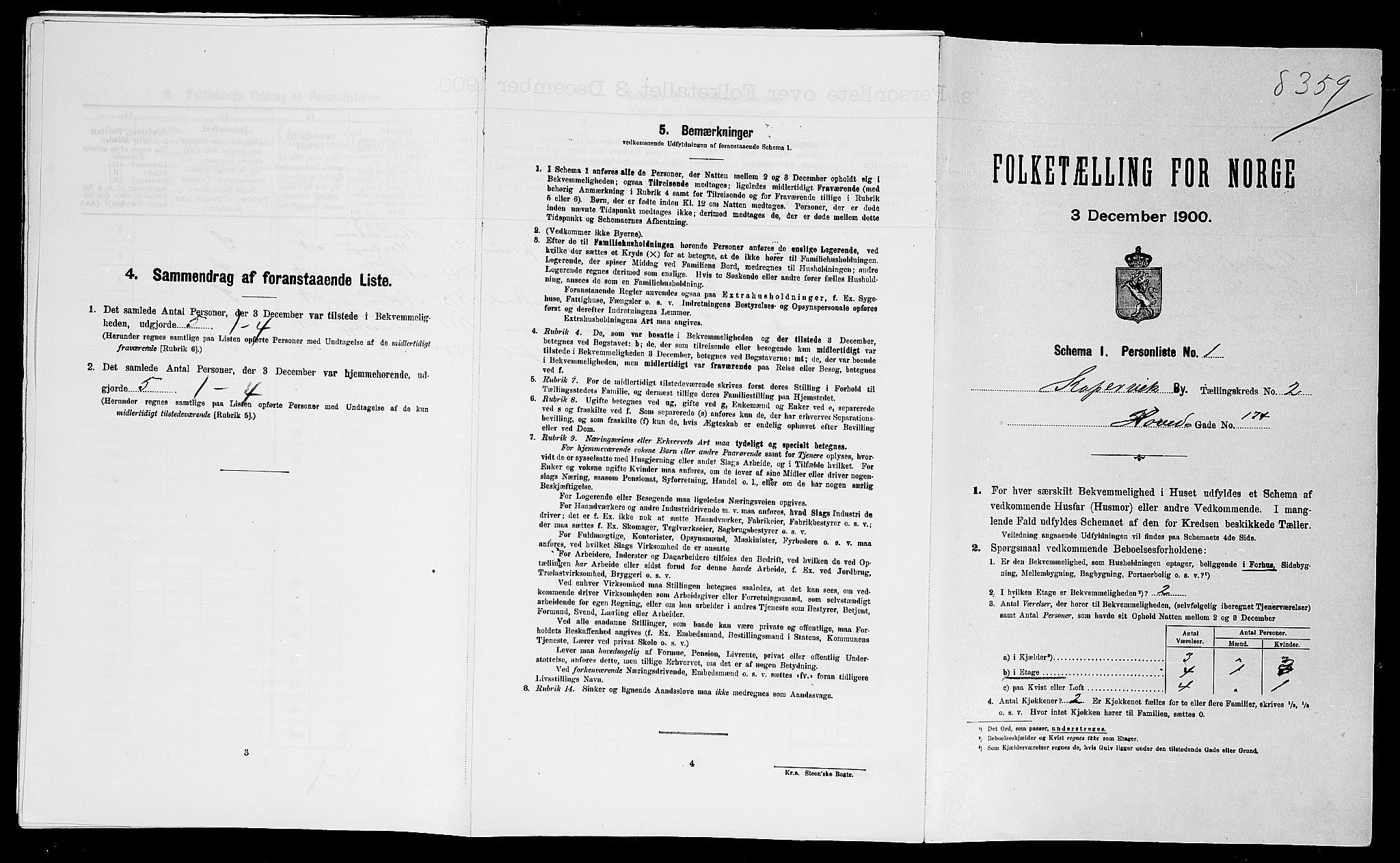 SAST, Folketelling 1900 for 1105 Kopervik ladested, 1900, s. 487
